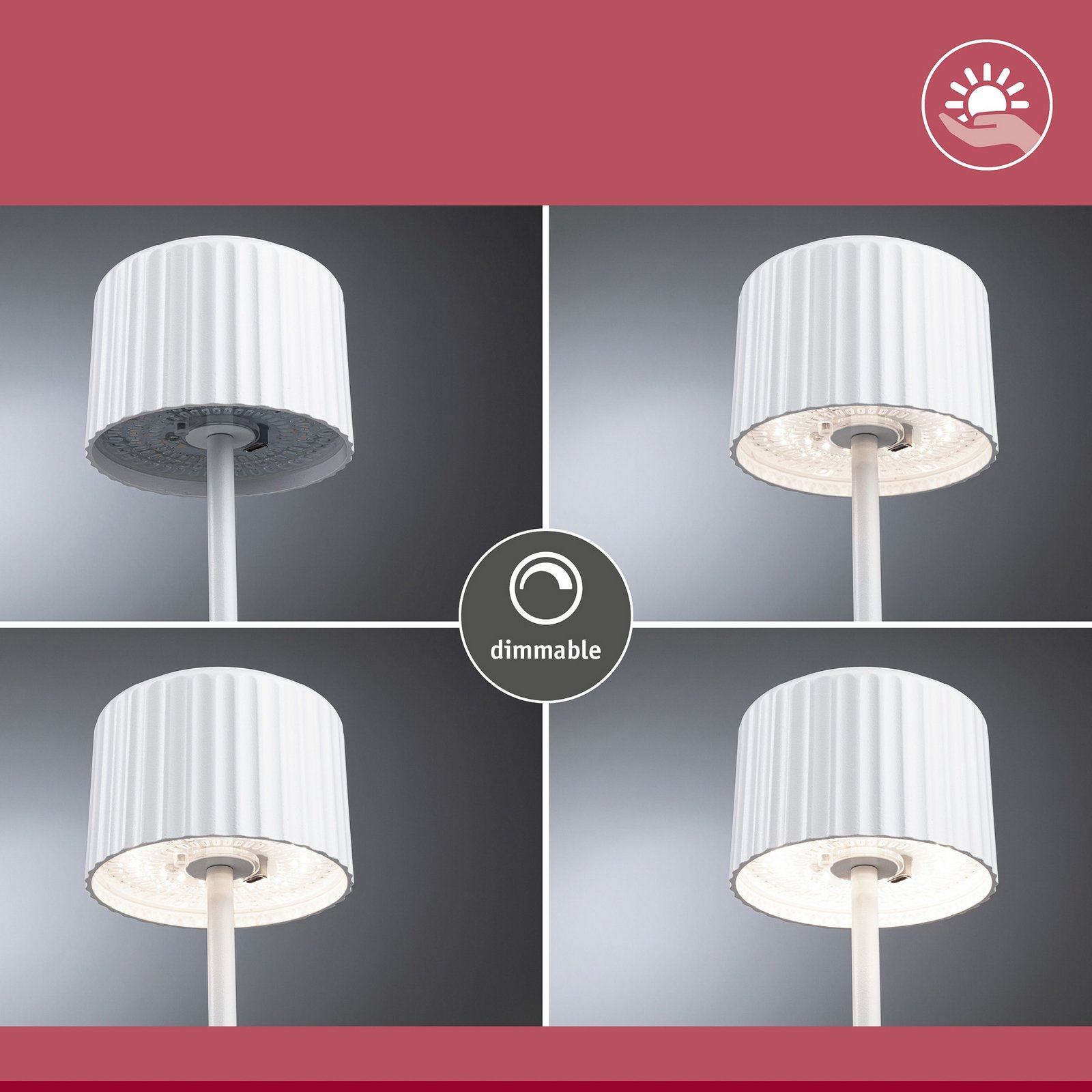 lampe à poser rechargeable LED Else Solar, blanche, IP44 - Paulmann