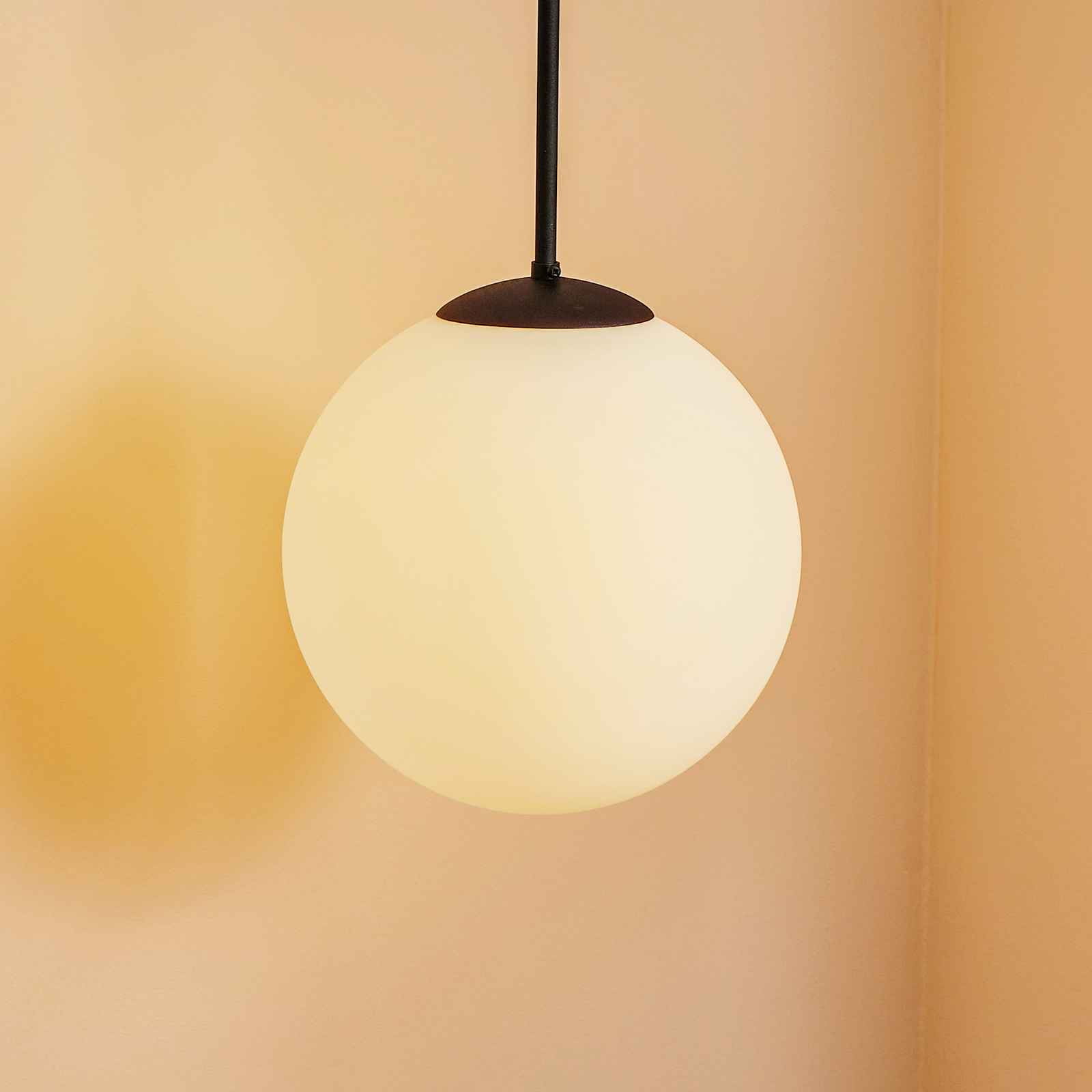 Hanglamp Bosso, 1-lamp, wit/zwart 30cm
