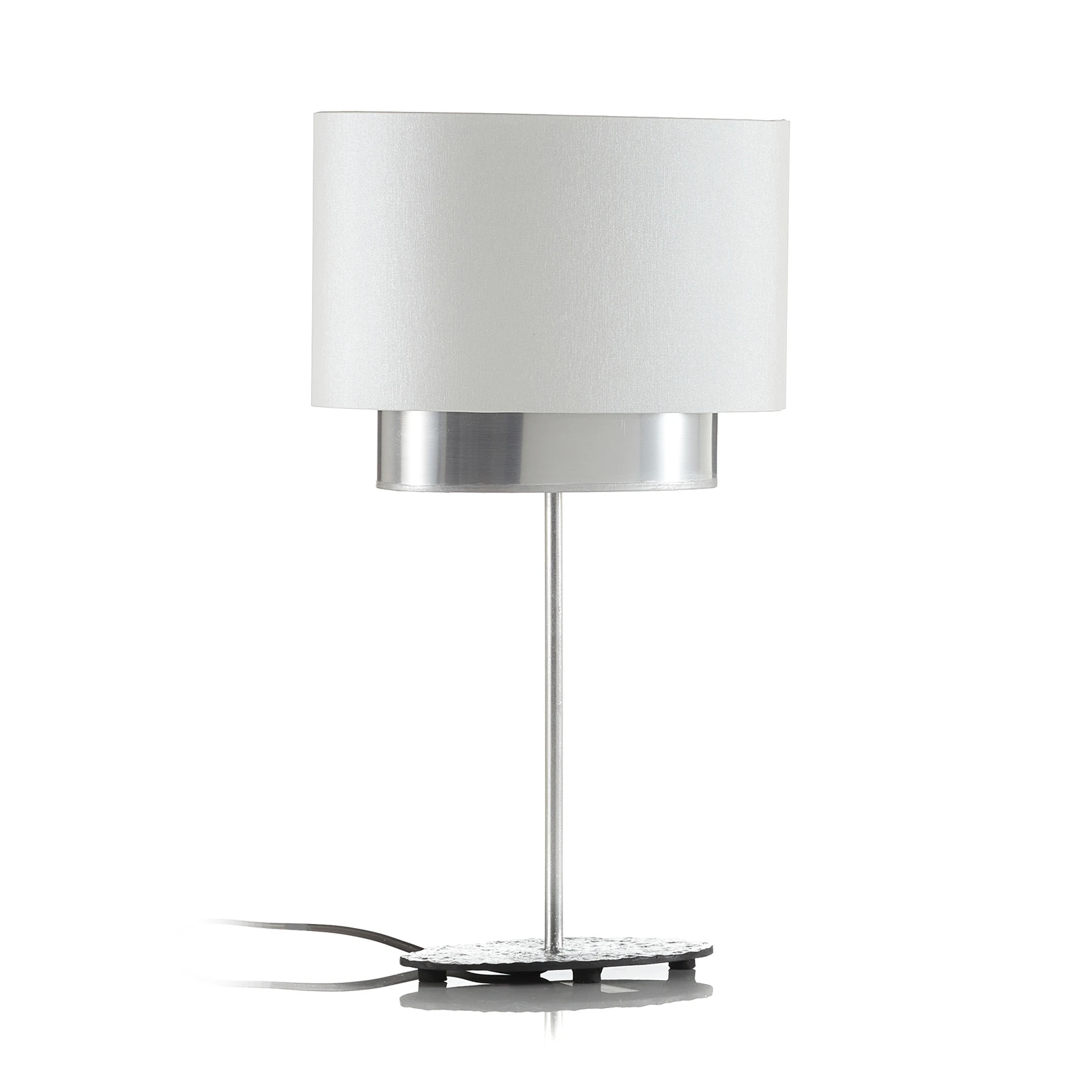 Stolná lampa Mattia oválna dvojitá, biela/striebro