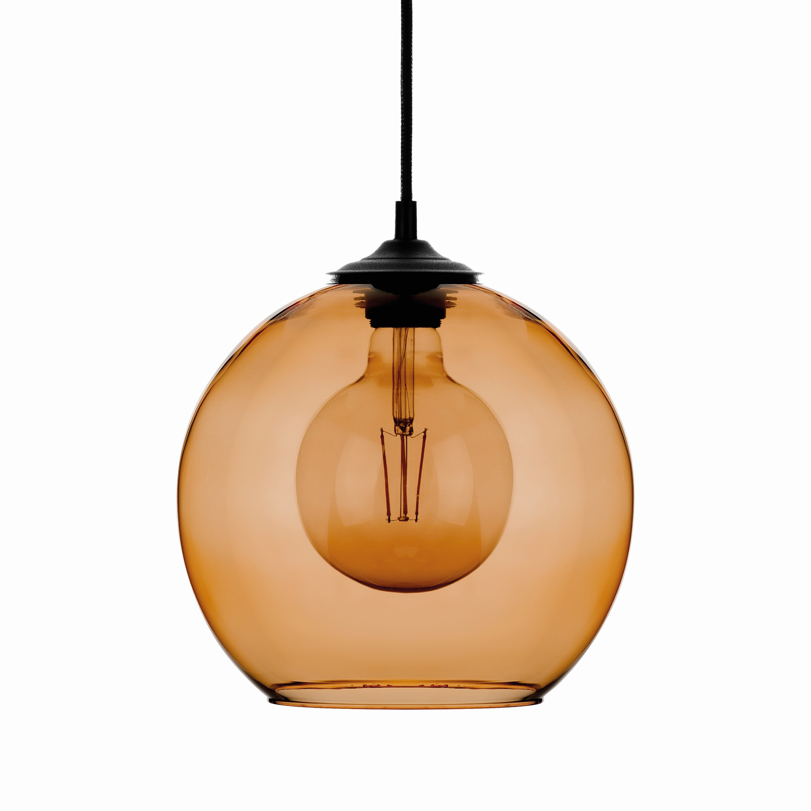 Hanglamp bol glazen kap amber Ø 25cm