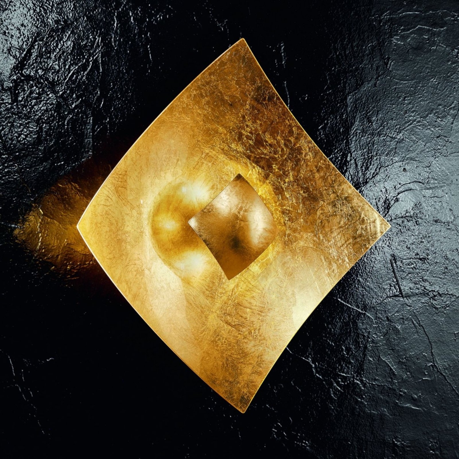 Quadrangolo wall light, gold leaf, 32.5 x 32.5cm