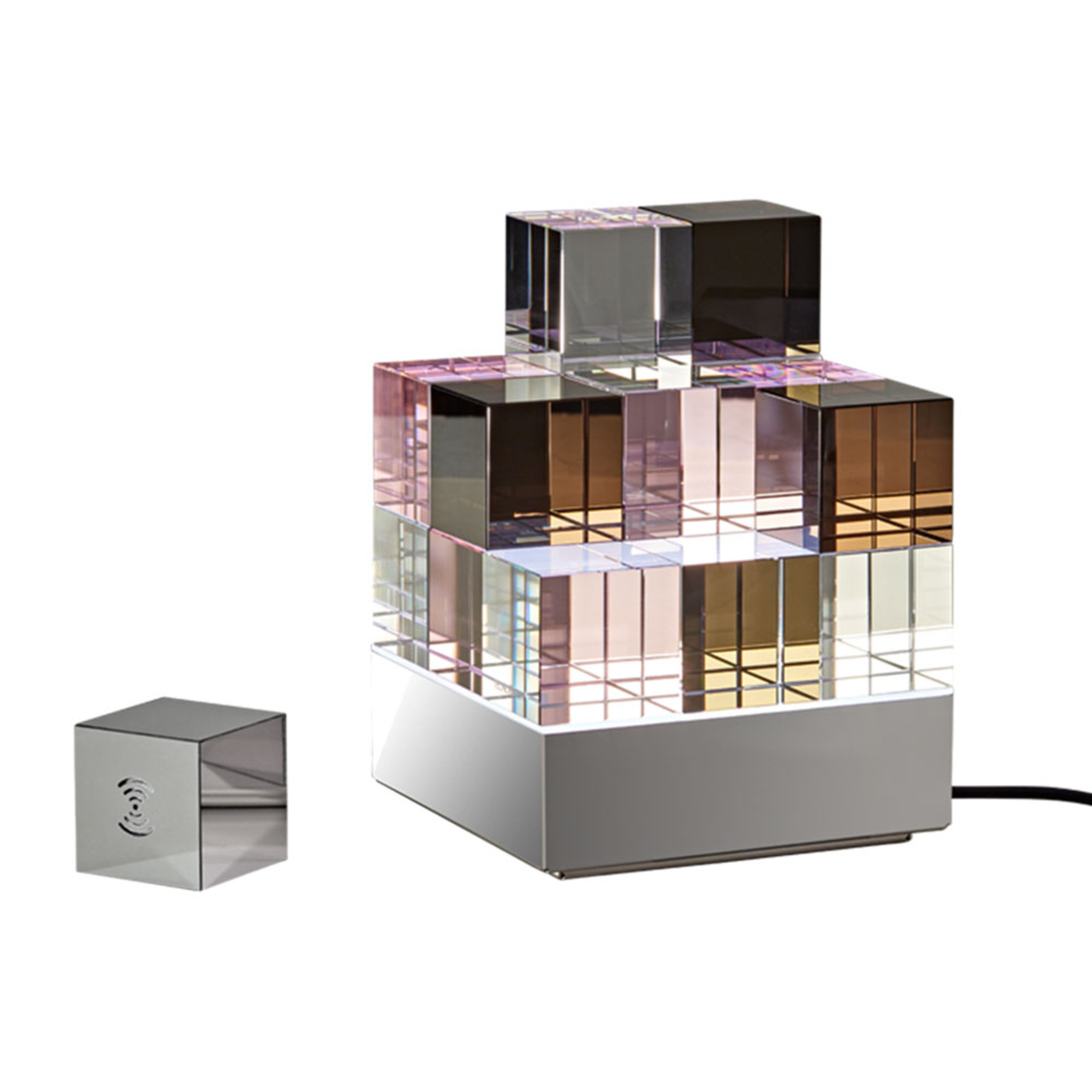 Stolní lampa TECNOLUMEN Cubelight Move, růžová/černá