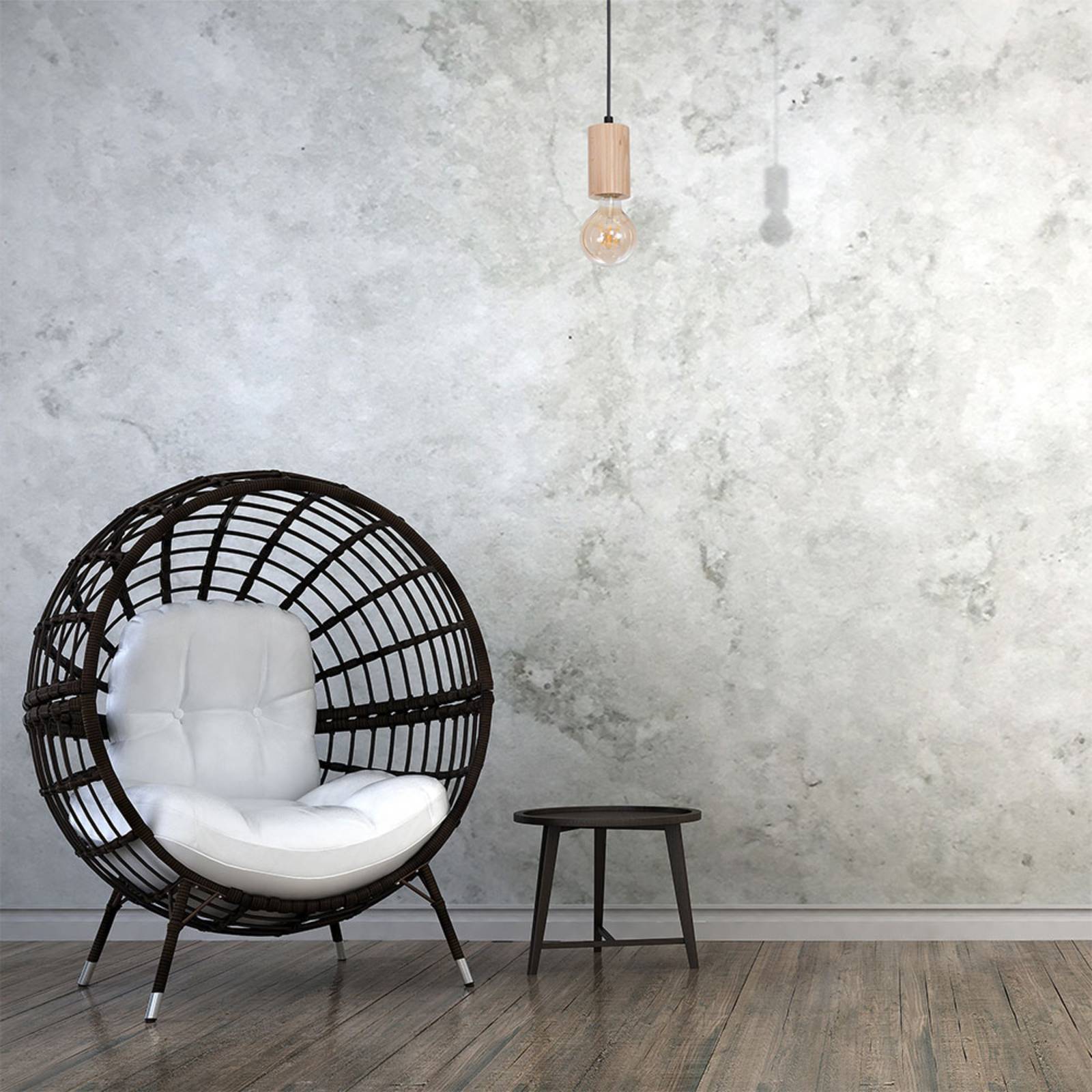 Lampa wisząca Lines z jasnego drewna, okrągła