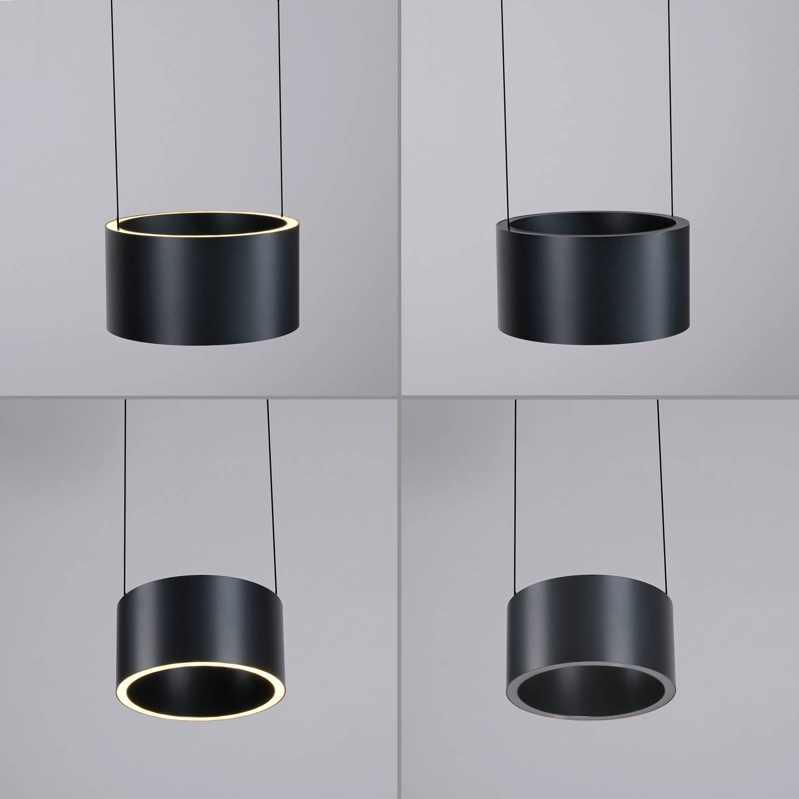 Lampa wisząca LED PURE Clipse, szara, Ø 20 cm CCT ściemniany 2-punktowa
