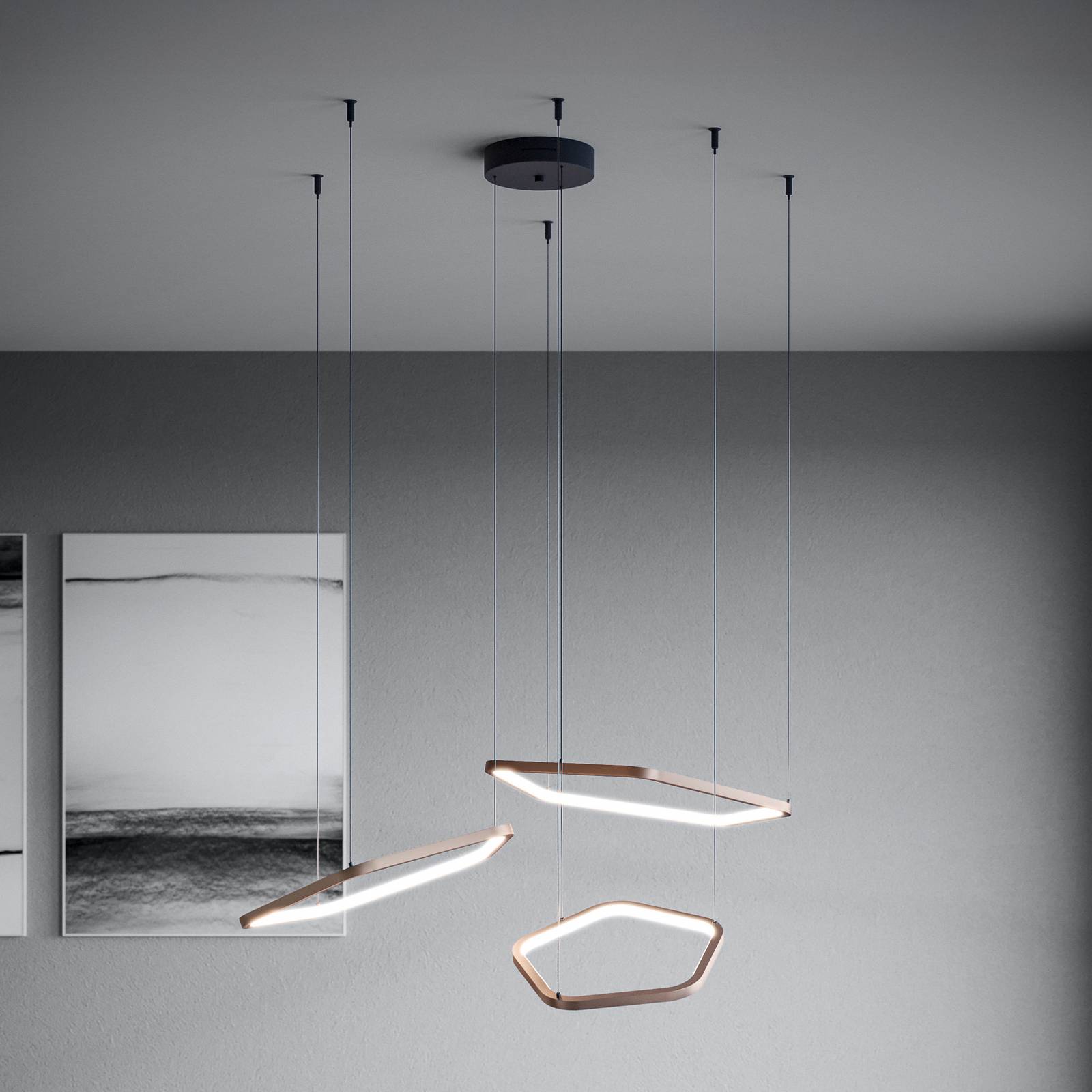 Stars of Light LED-hänglampa Estrella, brons, 3 lampor, CCT