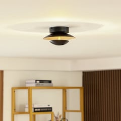 Lindby LED laevalgusti Tiama, metall, must/kuldne, Ø 20 cm