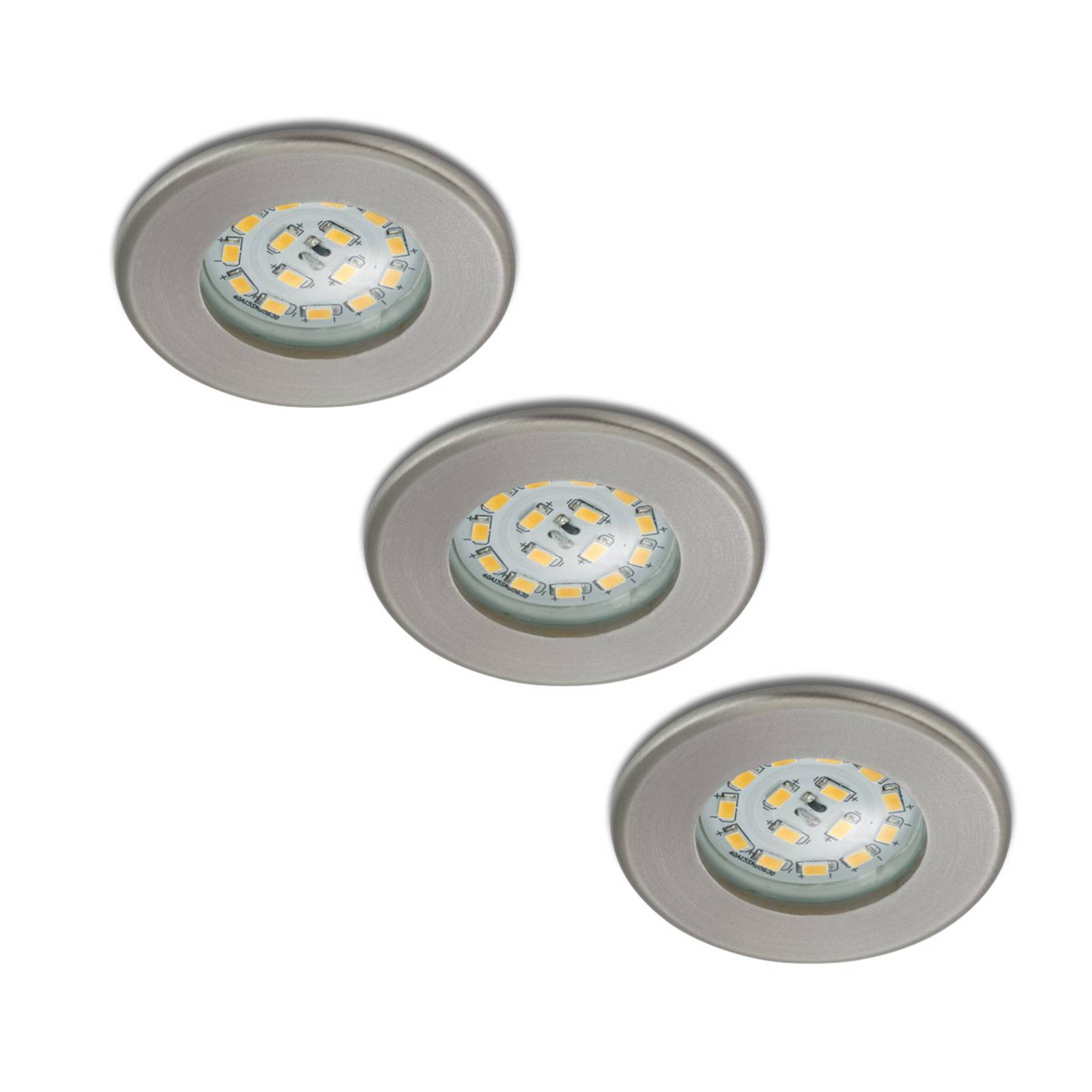 Briloner Set de 3 spots encastrés LED Nikas IP44 nickel