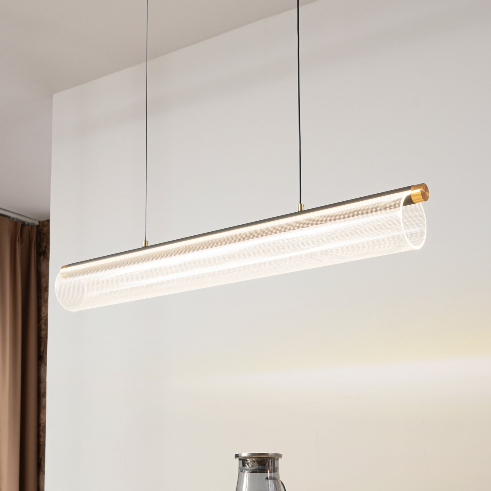 Lucande LED rippvalgusti Alania, läbipaistev, metall, 86.5cm