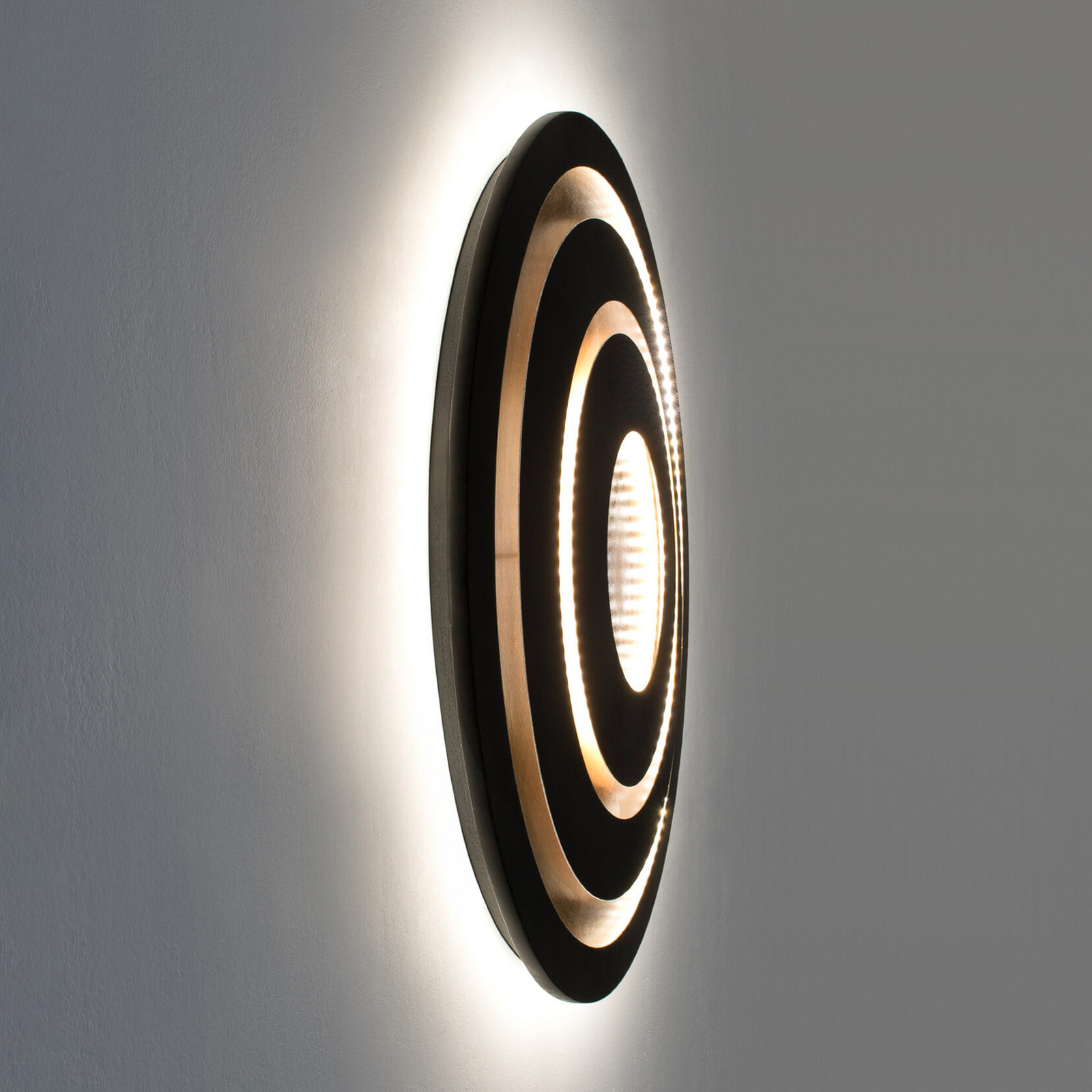 Applique a LED GRAVION, nero/oro, Ø 80 cm, metallo, dimmerabile