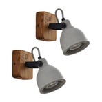 Lindby Mitis wood and concrete spot set of 2