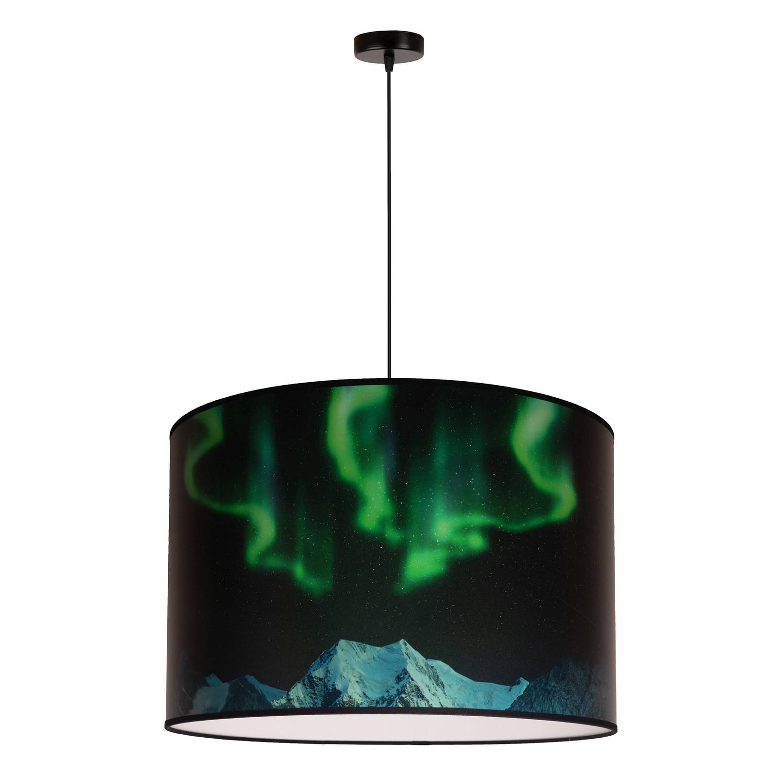 Suspension Print L montagne aurore polaire verte