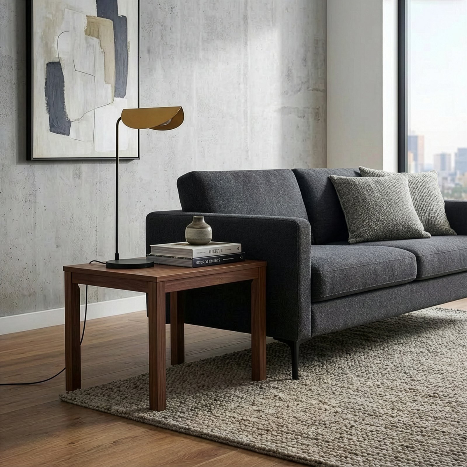 Bordlampe Corner, sort/guld, højde 57 cm, E14