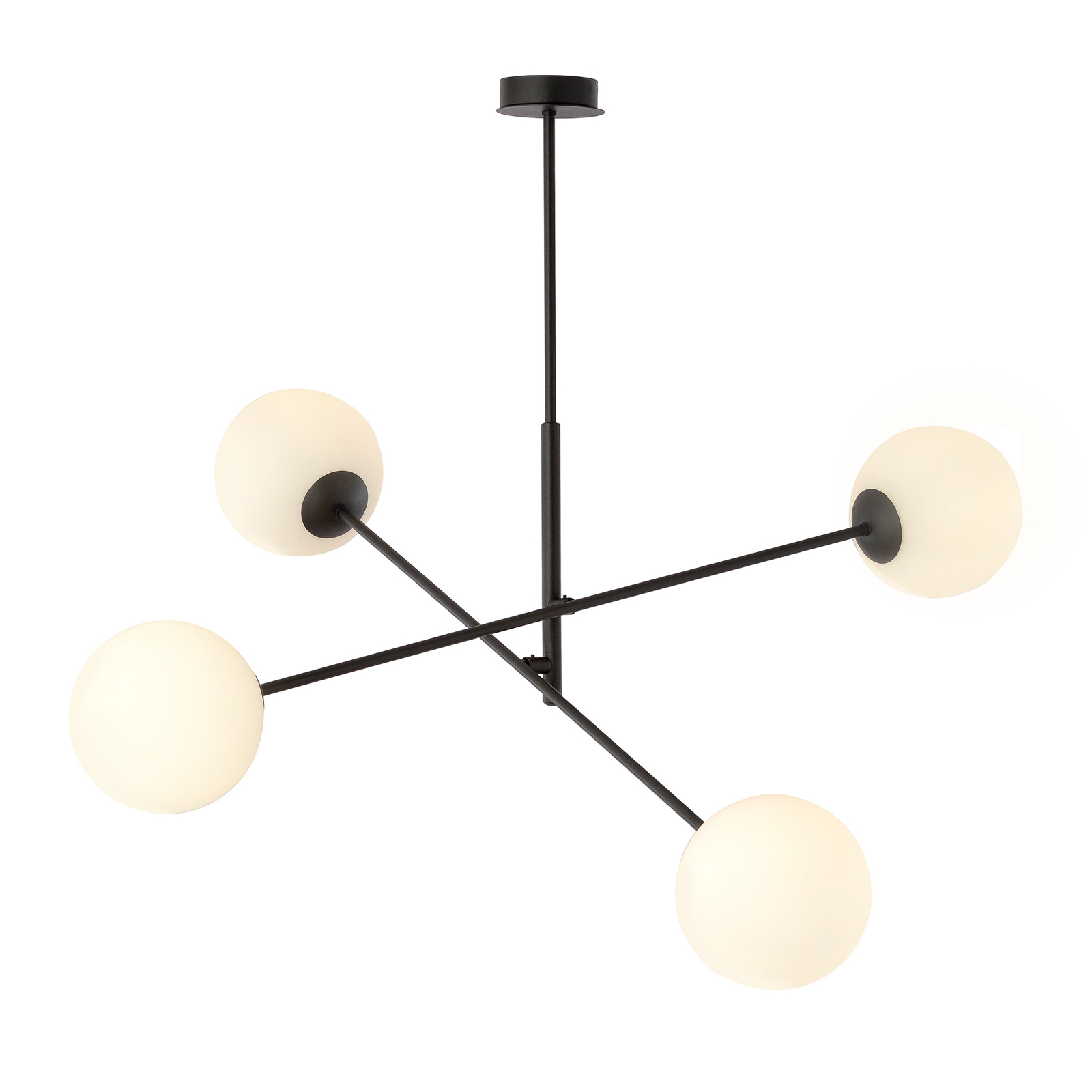 Plafondlamp Lineair, zwart/opaal, 4-lamps