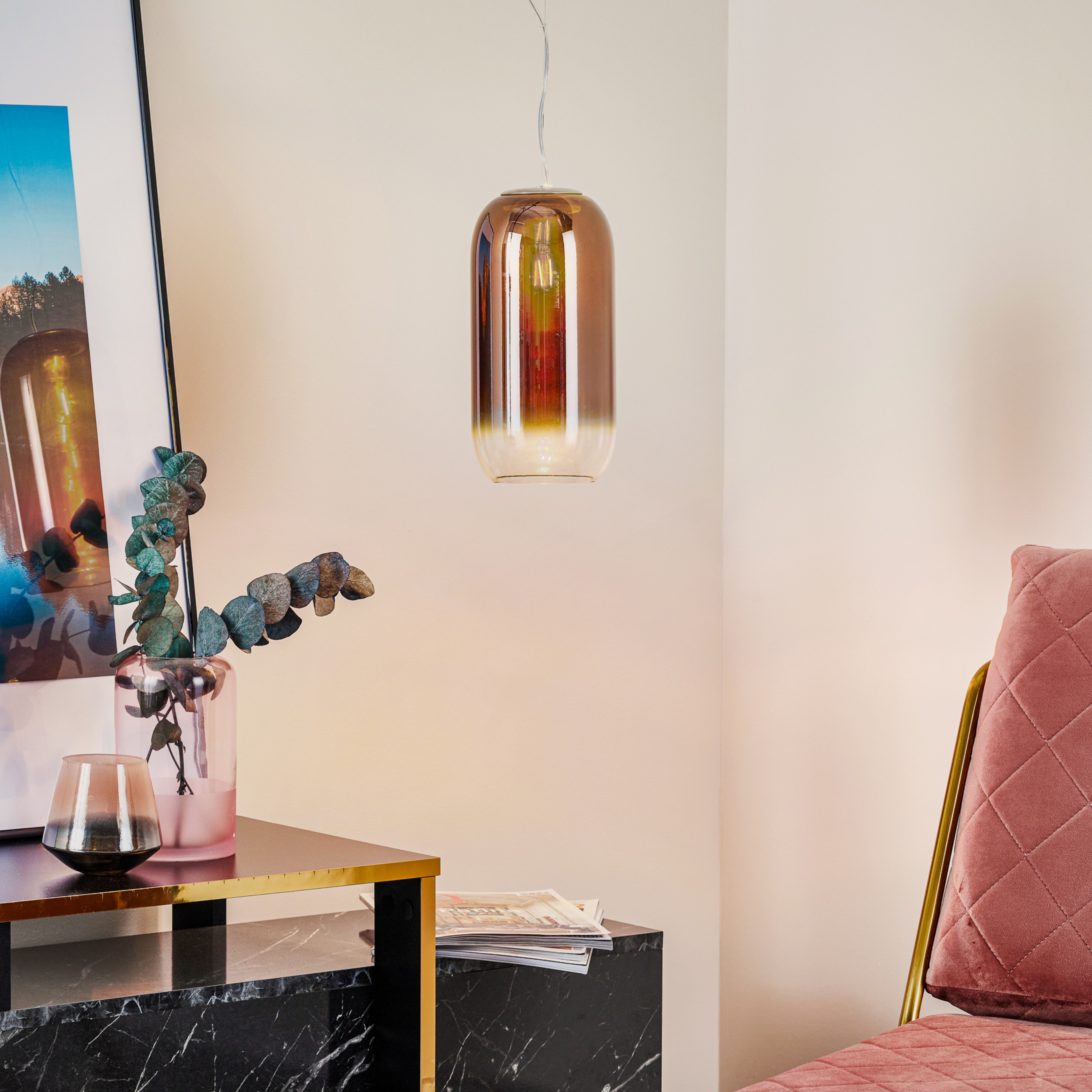 Artemide Gople Mini hængelampe, kobber/sølv