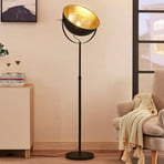 Lindby golvlampa Muriel, 1 lampa, svart/guld, metall