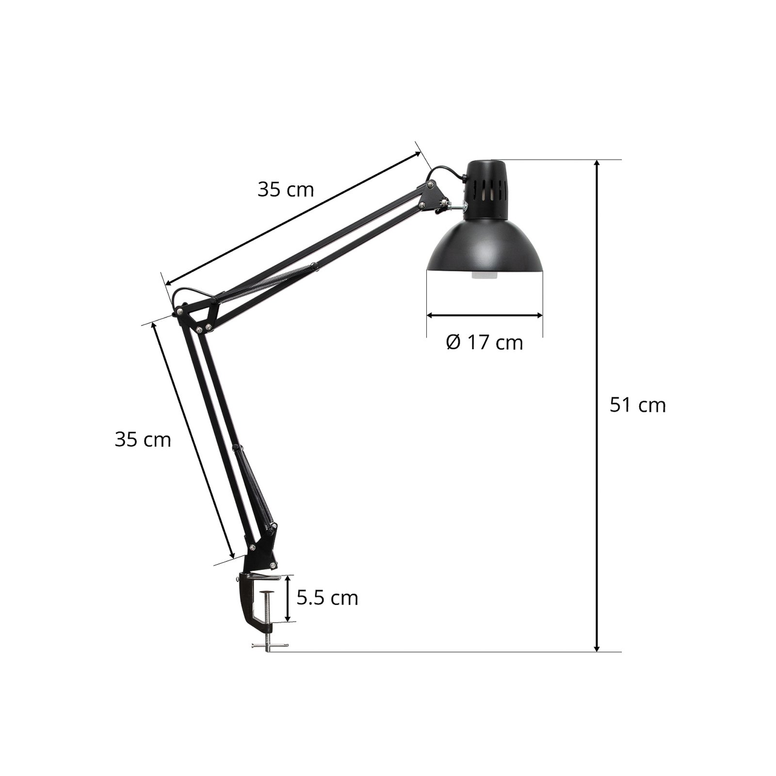 Stolní lampa MAULstudy se svorkou, černá