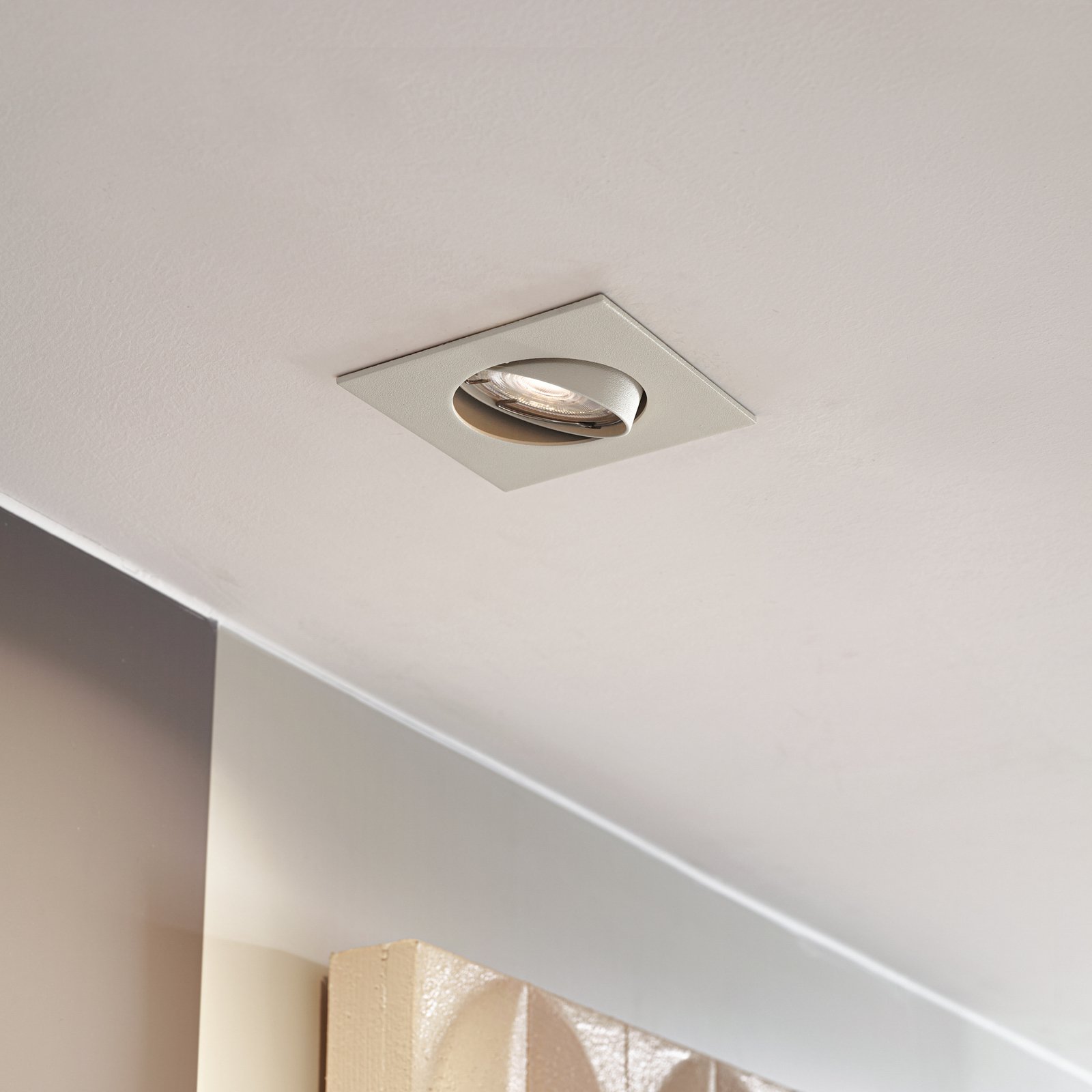 Prios Downlight Fibur, beige, 9 cm