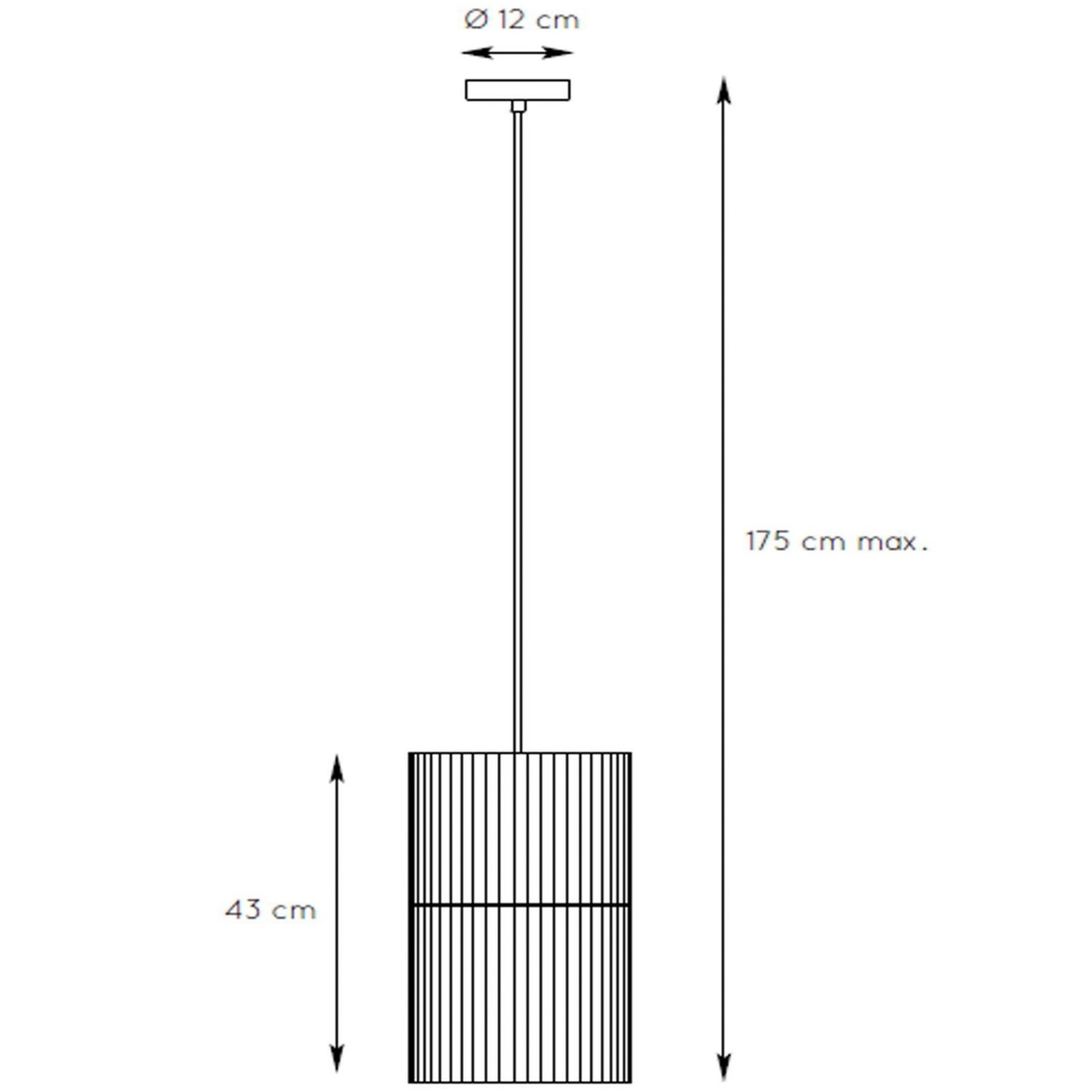 Jantine lampă suspendată din ratan, Ø 26 cm