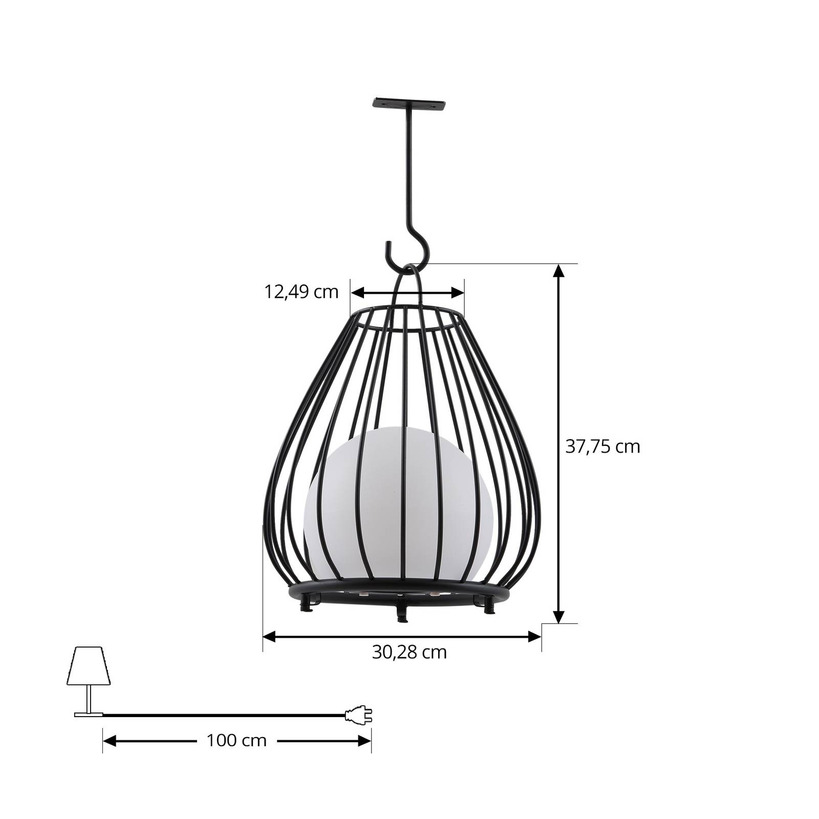 Lampa solarna LED Kelda, czarna, aluminium, 38 cm, ściemniana