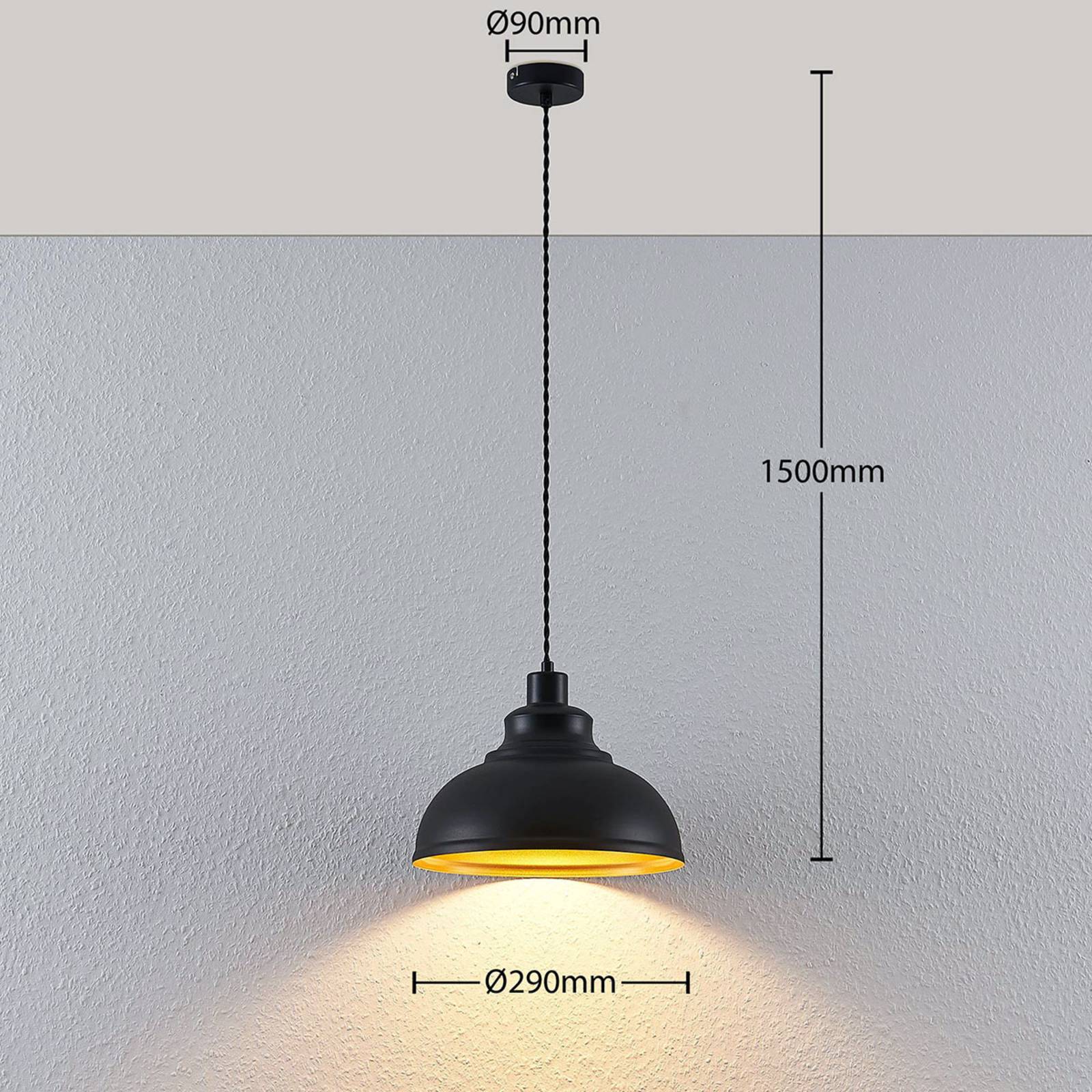 Lampa wisząca vintage Albertine, metal, czarna