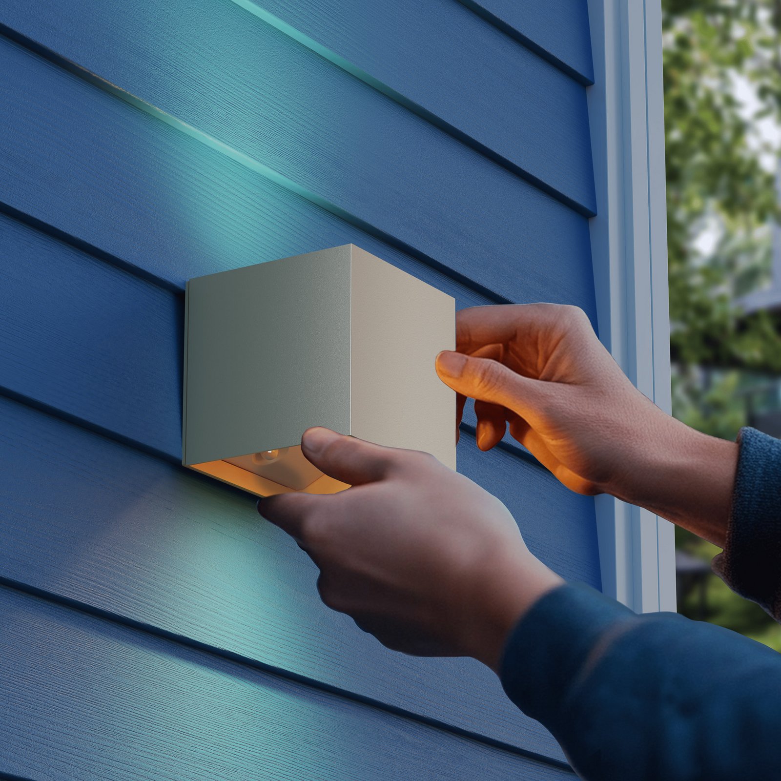 Calex LED-Akku-Sensor-Außenwandlampe Volterra, sand, IP44