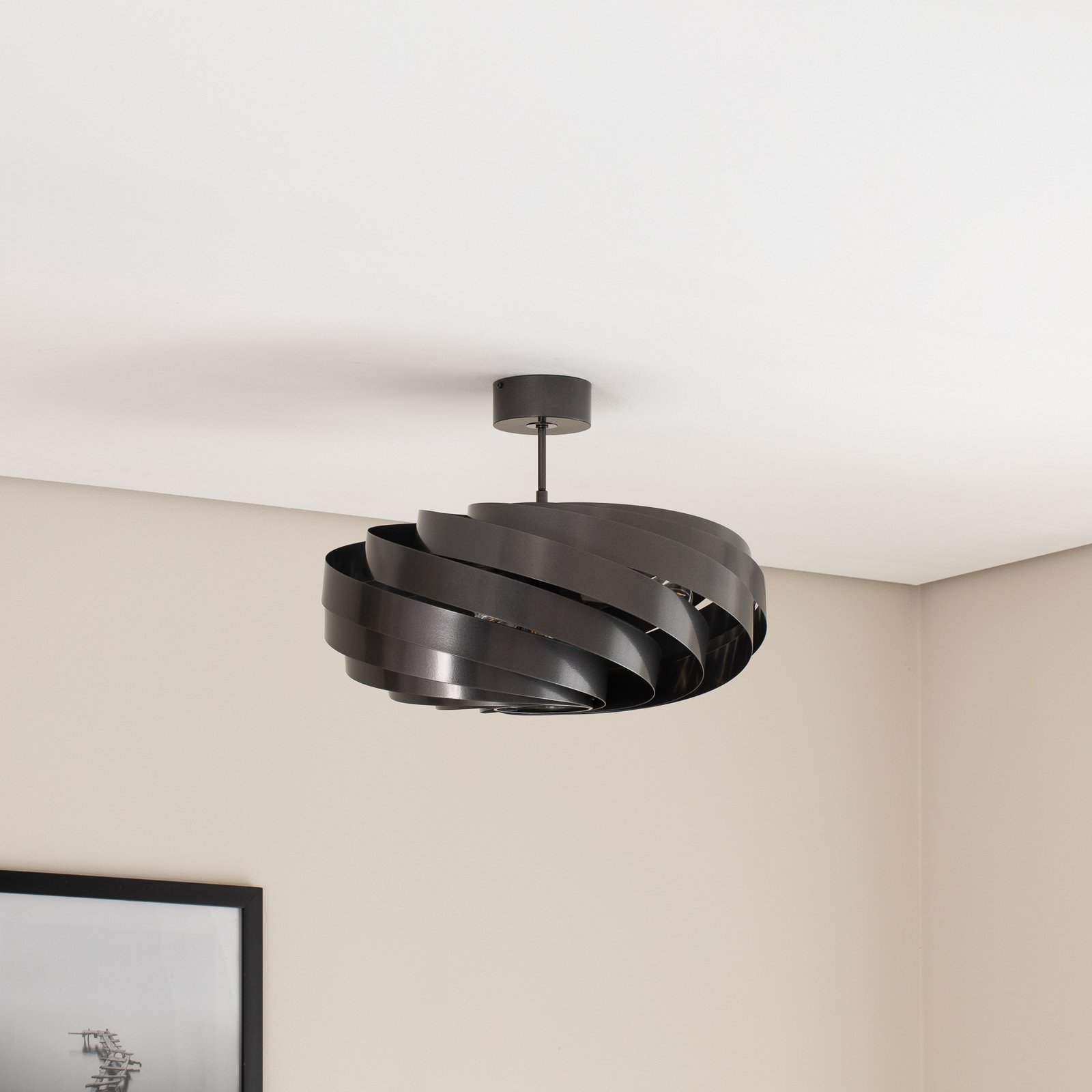Plafón Vento, antracita, Ø 60 cm
