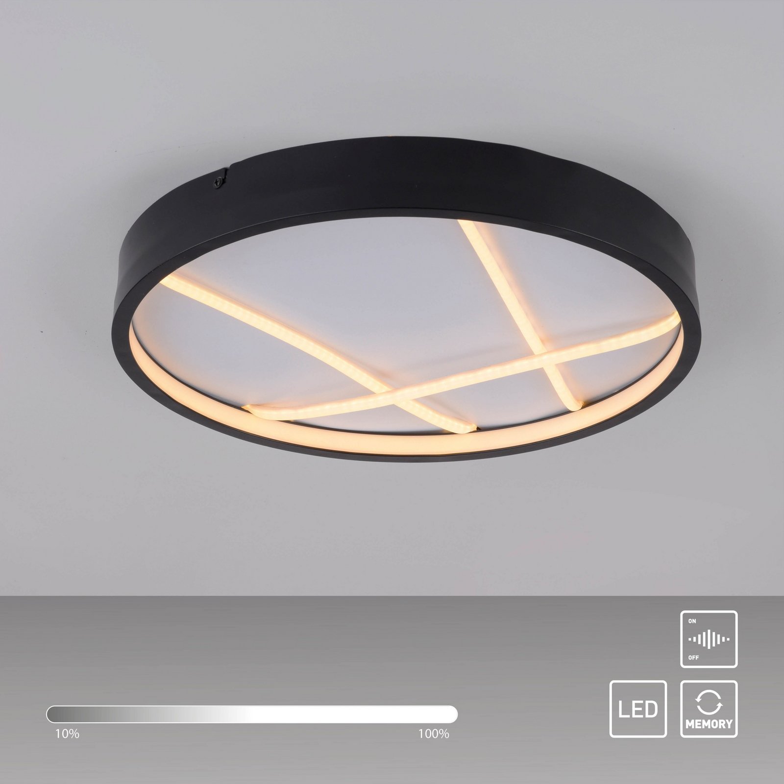 JUST LIGHT. LED plafondlamp Mikado, Ø 40 cm, zwart 