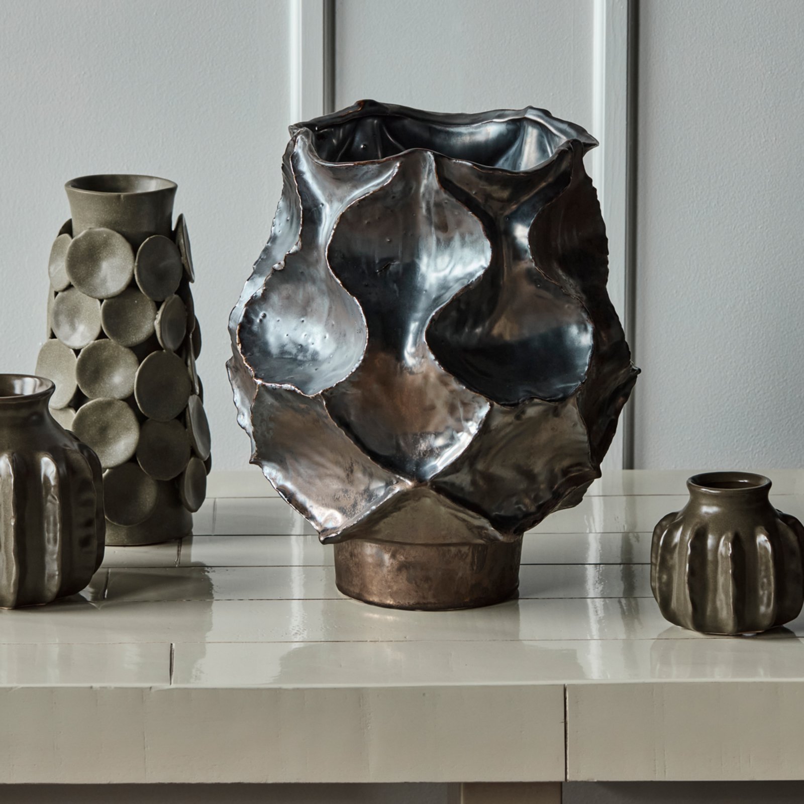 Waves Váza Výška 34 cm sivá kameň - House Doctor