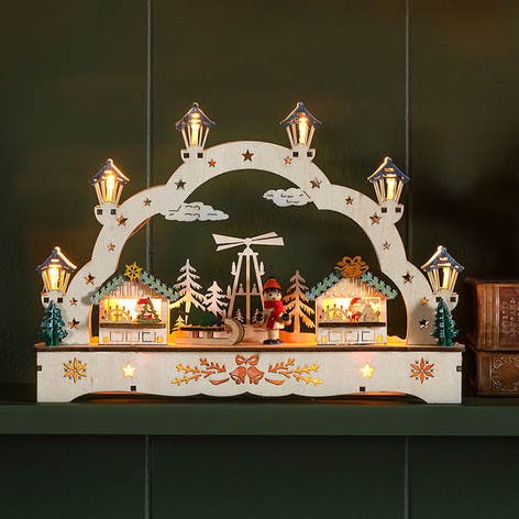 LED-adventsstake hus og gutter
