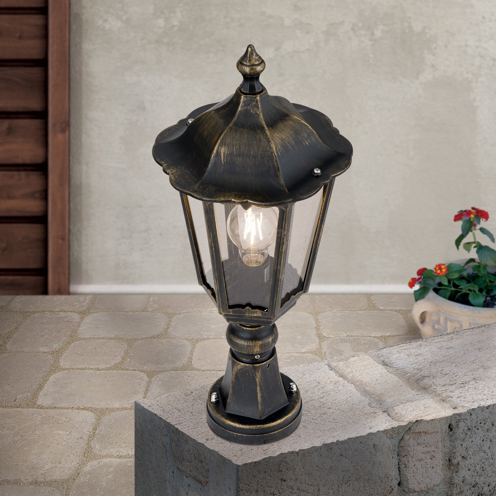 Fabio Outside Pillar Light in Black-Gold