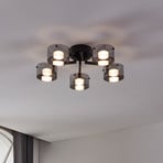 LED-loftlampe Copillos, sort Ø 66 cm glas/metal 5 lyskilder.