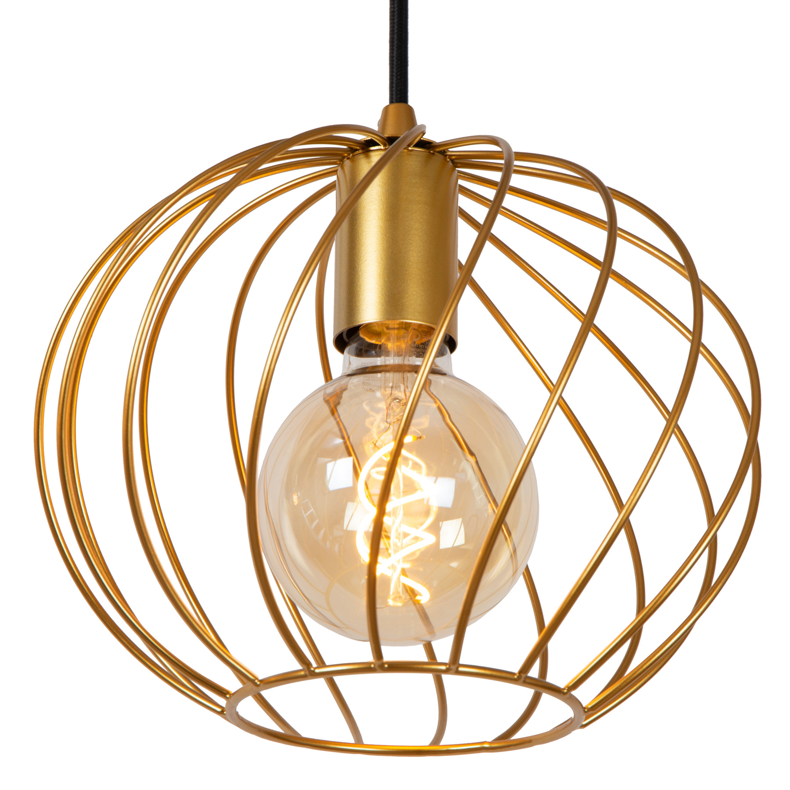 Danza pendant light, 3-bulb, oblong, gold