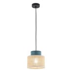 Lampa wisząca Duo, klosz z juty, petrol/naturalny brąz, Ø 20 cm