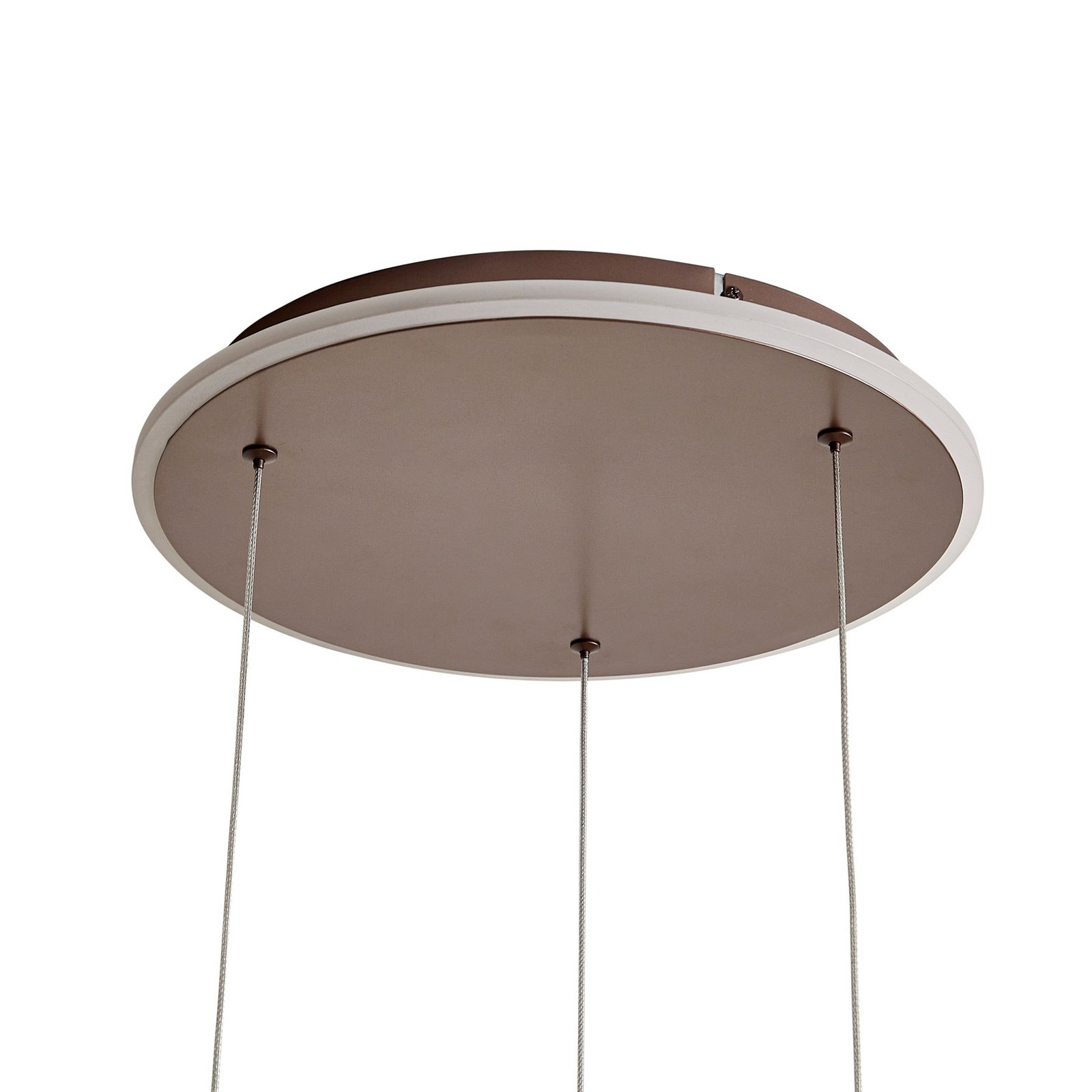 Lucande LED-Hängeleuchte Kolo, braun, 3-flg., dimmbar