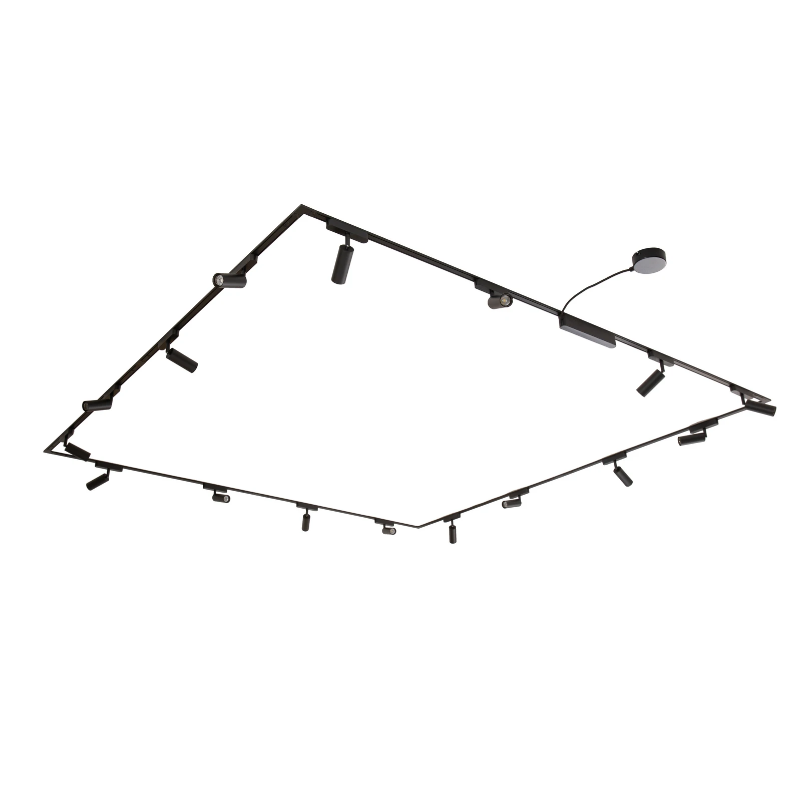 System szynowy 48 V Lumaro Spoty 16-flg. czarne Ø4cm ściemniane