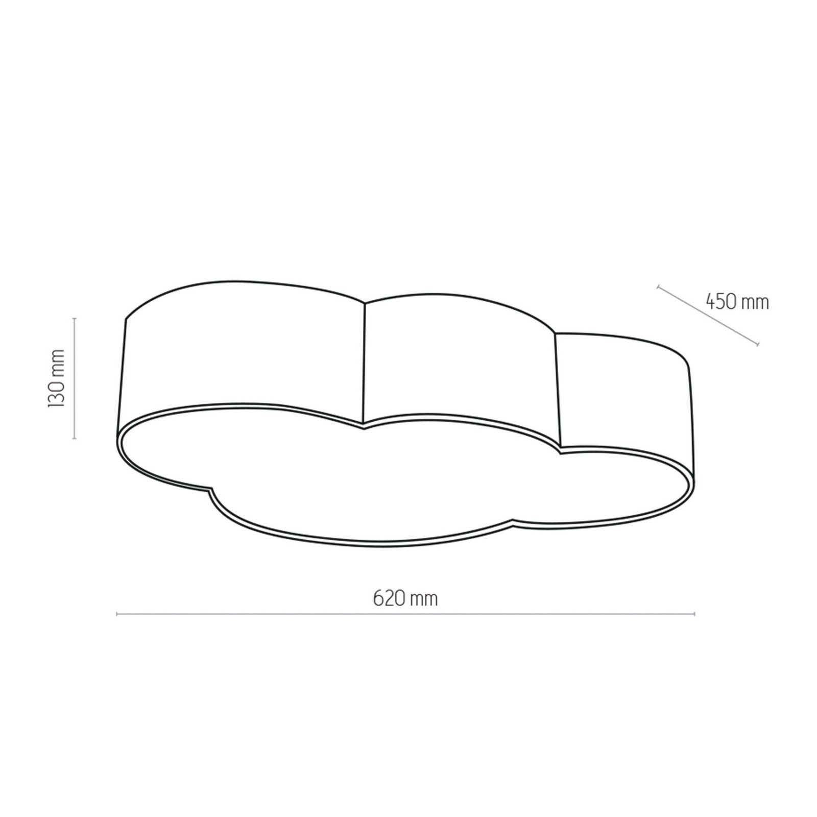 Griestu gaismeklis Cloud, rozā krāsā, 63 cm garš, tekstilmateriāls, mākonis, E27