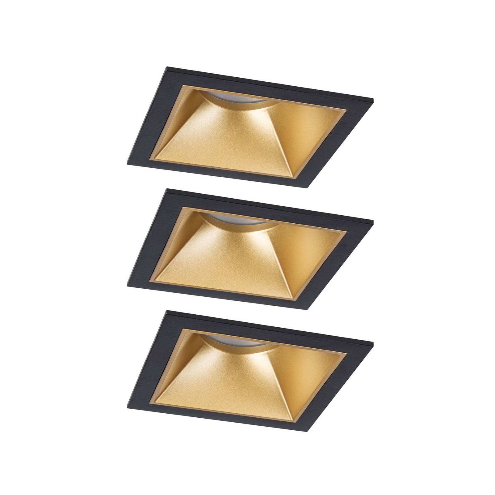 Paulmann LED-Einbau Cole Coin schwarz/gold eckig IP44 dim 3x
