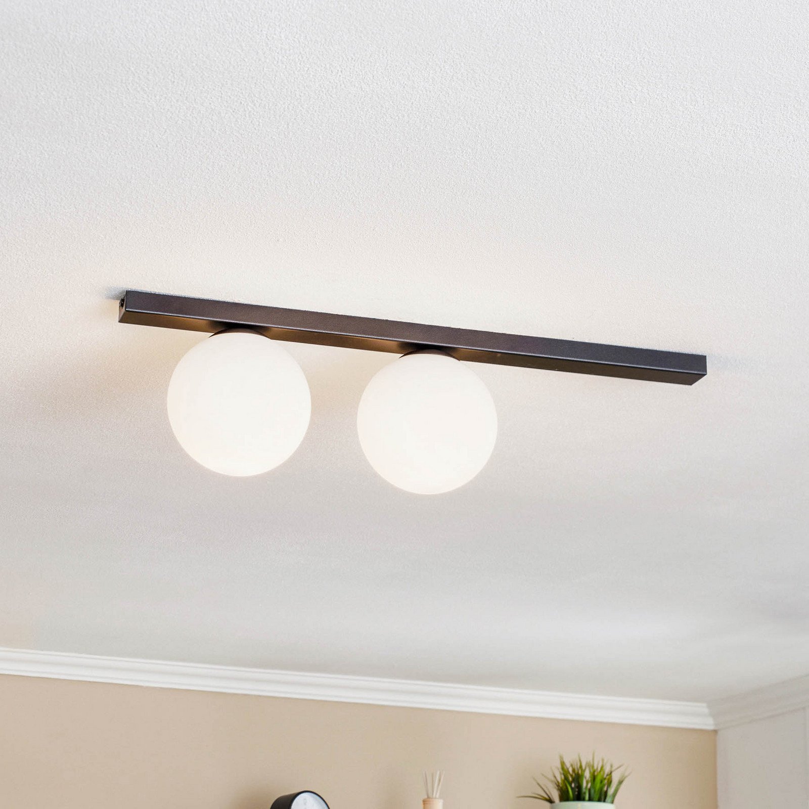 EMIBIG LIGHTING Plafonieră Fit negru/opal 2 becuri - Camera de zi / sufragerie - modern - negru opal - Metal