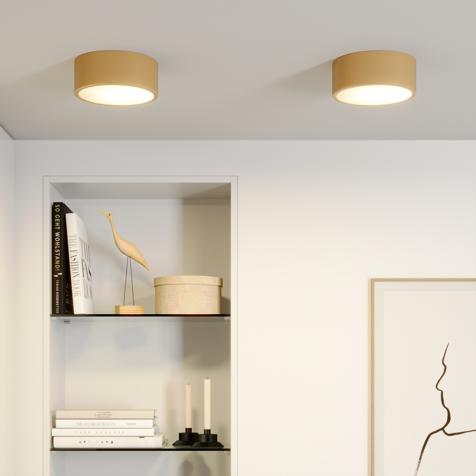 Cleo ceiling light, Ø 20 cm, gold