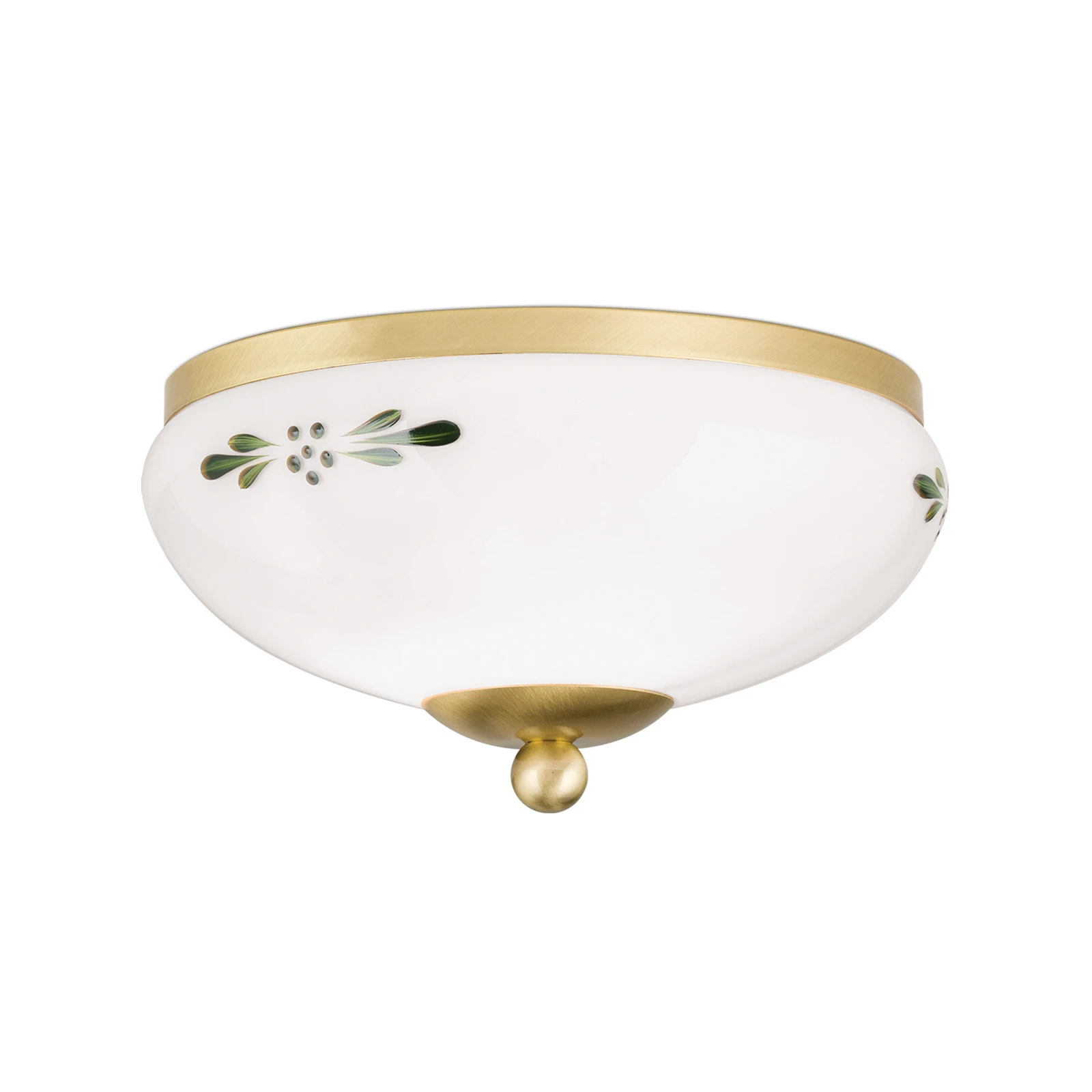 Plafondlamp Landhaus messing opaal groen Ø 21 cm