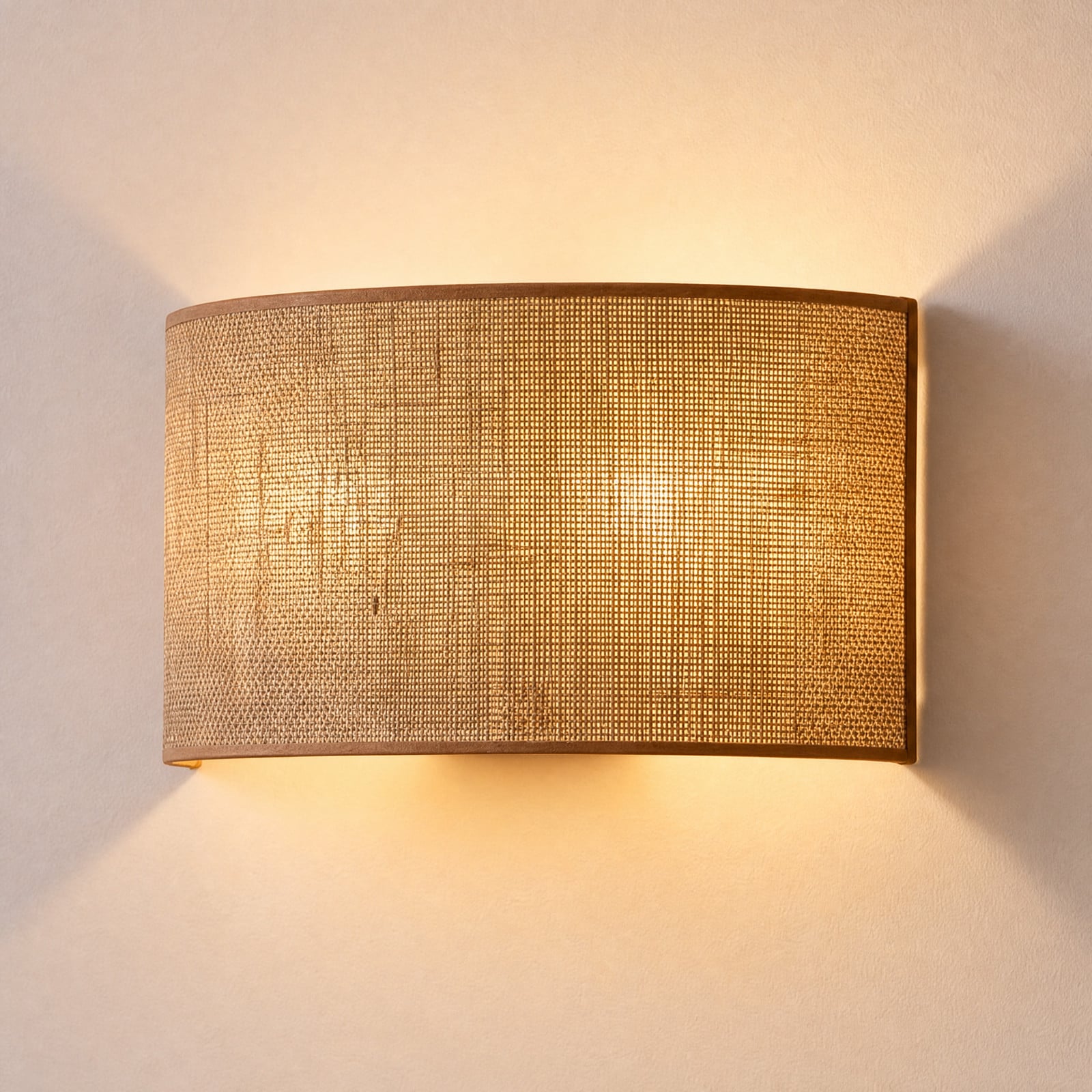 Nature vägglampa i jute, bredd 40 cm, textil, upp/ner – Duolla - Vardagsrum - Boho - Tyg / textil - Med flera ljuskällor