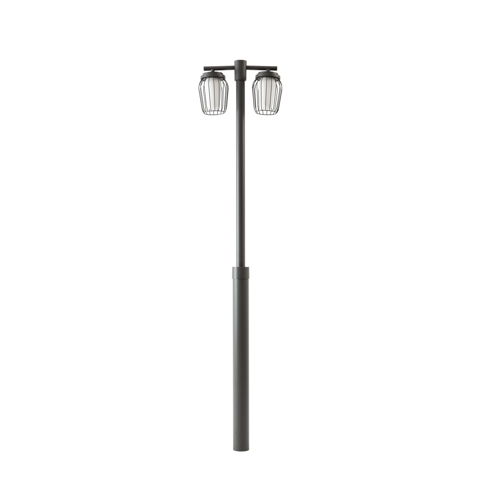 Luminaire d'extérieur Lucande Chandan, hauteur 215 cm, anthracite, à 2 lampes