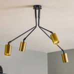 Verno 4 Black ceiling light in black and gold