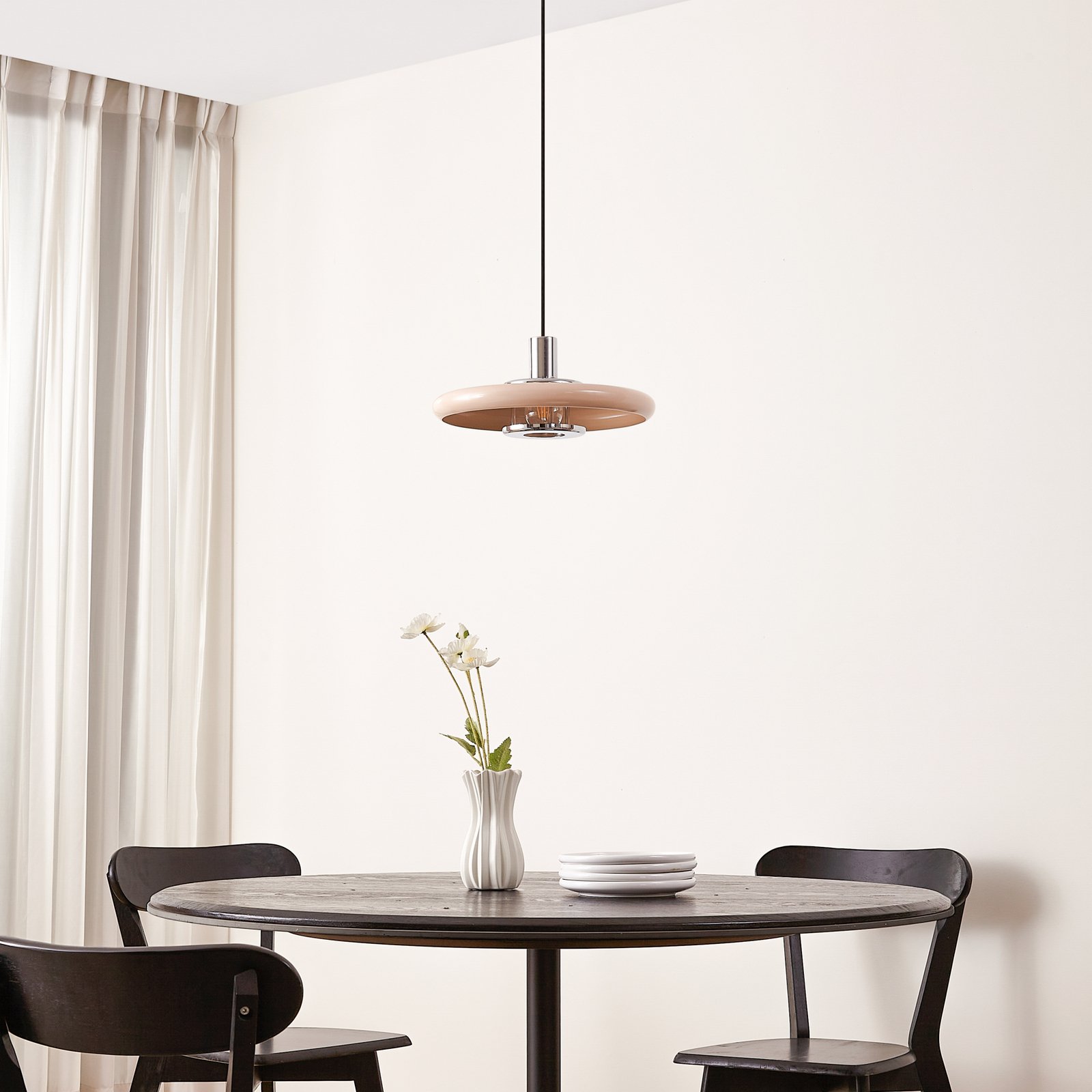 Lindby riputatav lamp Branford, Ø 35 cm, beež, metall