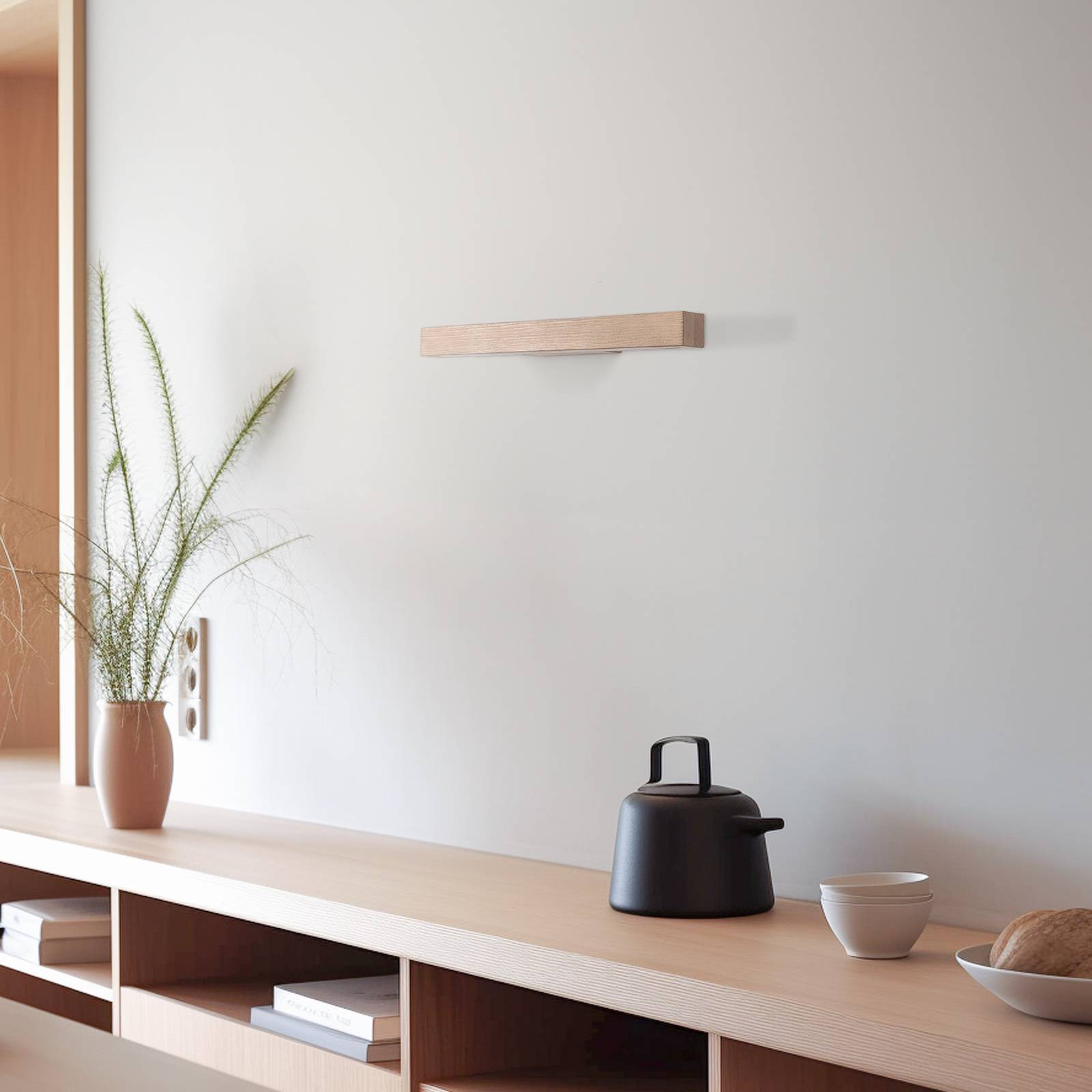 Lampa ścienna LED Teo, sosna, 46 cm, 3000 K