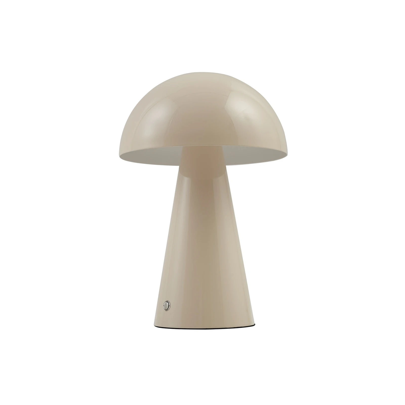 Lindby Nevijo LED stolna lampa na punjivu bateriju, bež, Ø20 cm, USB, prigušivač