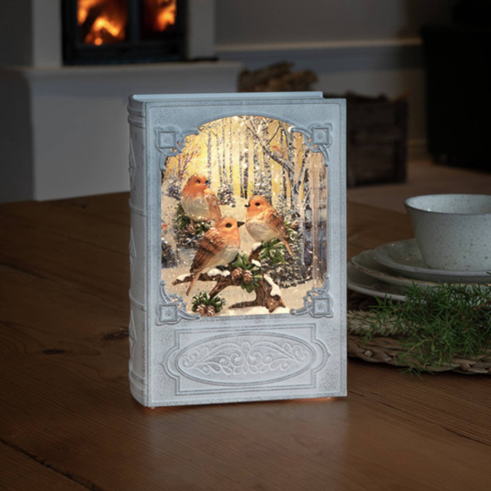 Konstsmide Christmas Déco table LED Lanterne d’eau livre avec oiseaux