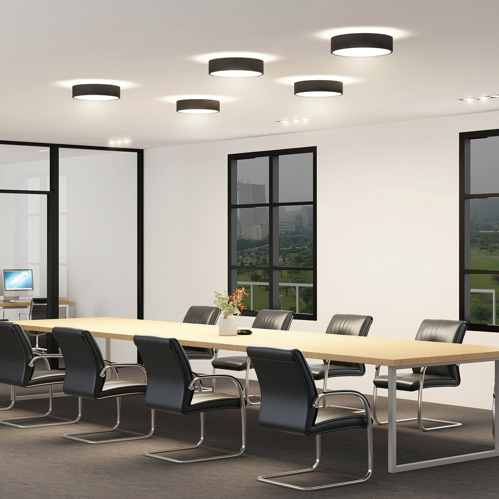 Arcchio plafonieră LED Vanida negru Ø 40 cm sus/jos - Bucătărie - modern - negru alb - Aluminiu