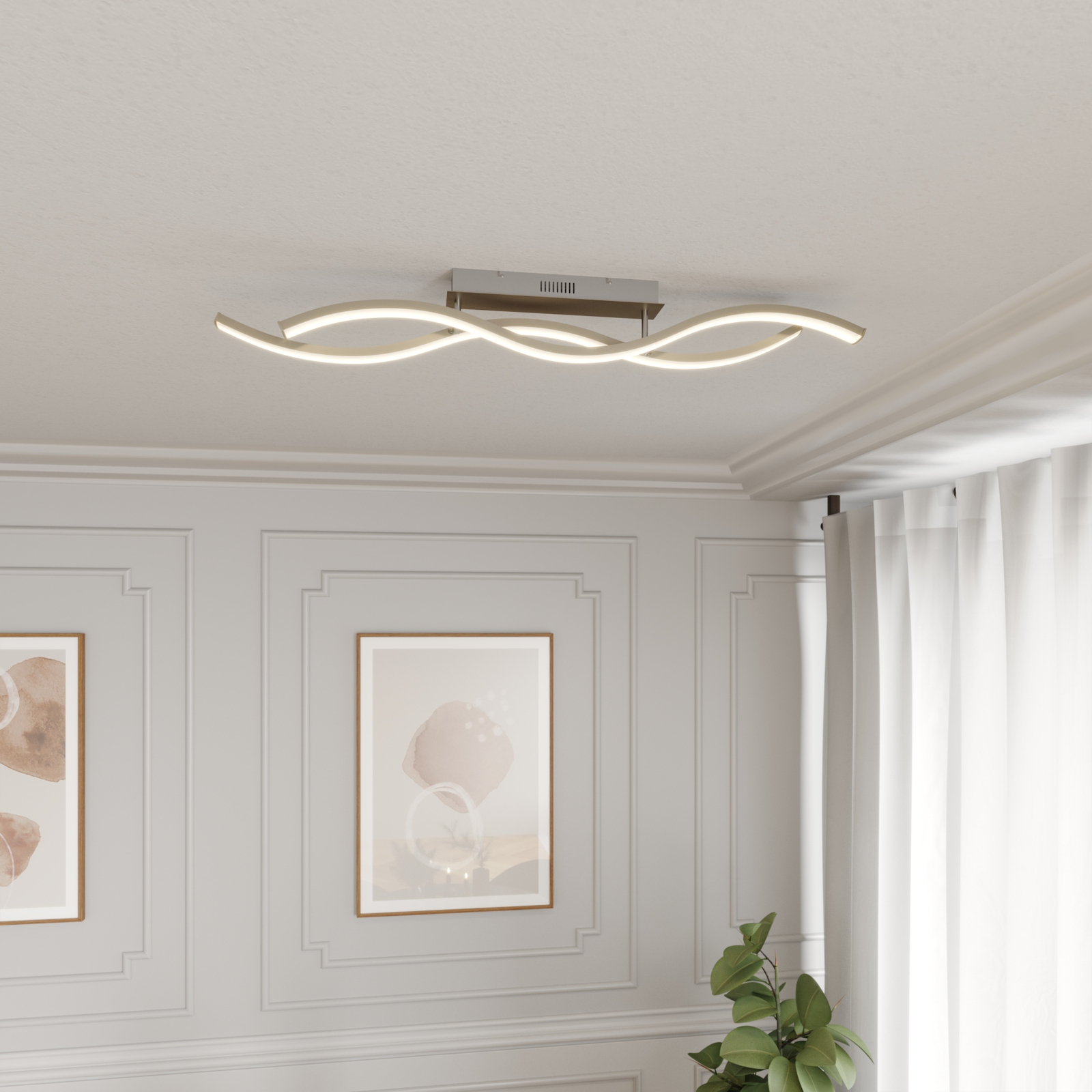 Lucande Mairia LED plafondlamp, golfvormig