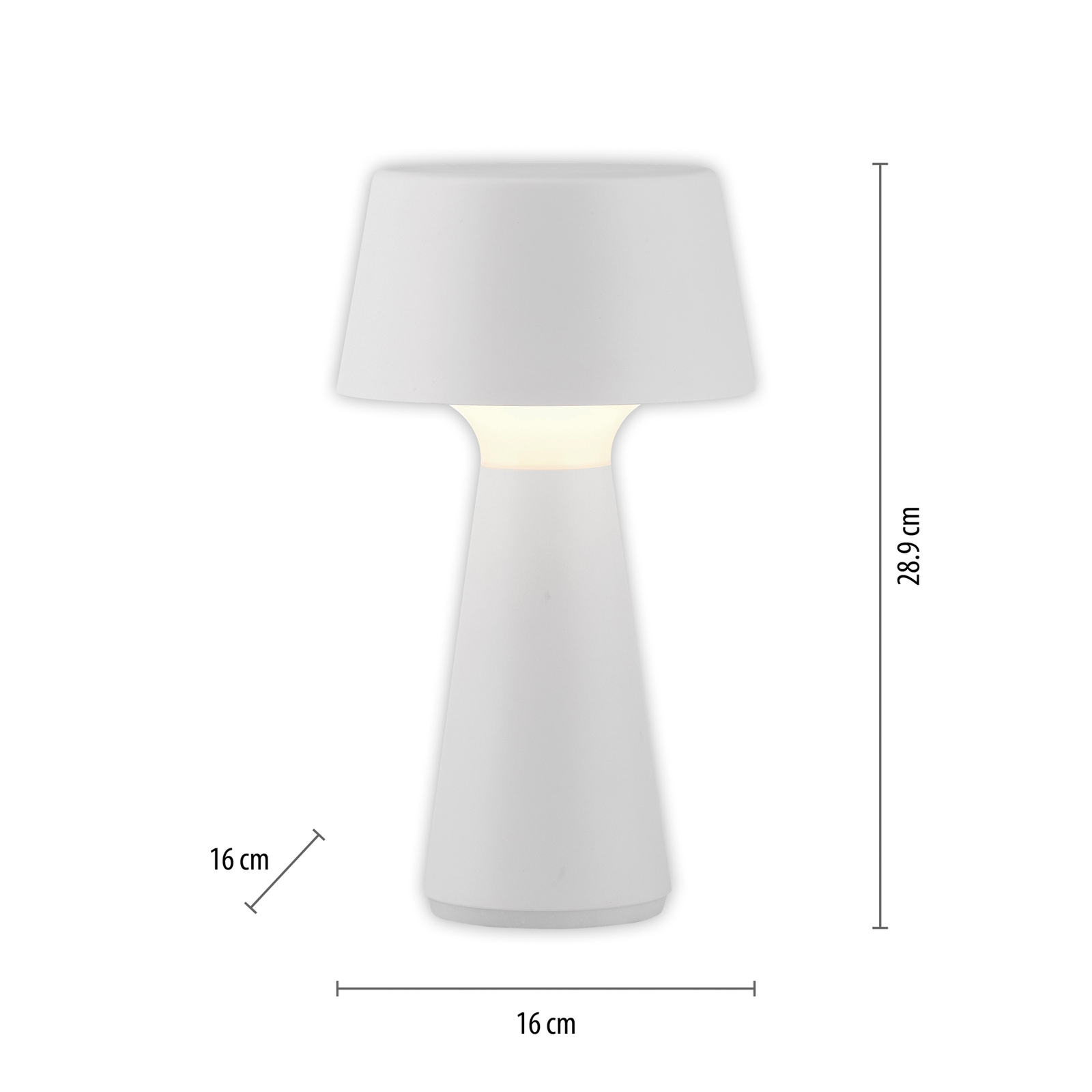 JUST LIGHT. Abera rechargeable LED table lamp white plastic IP54